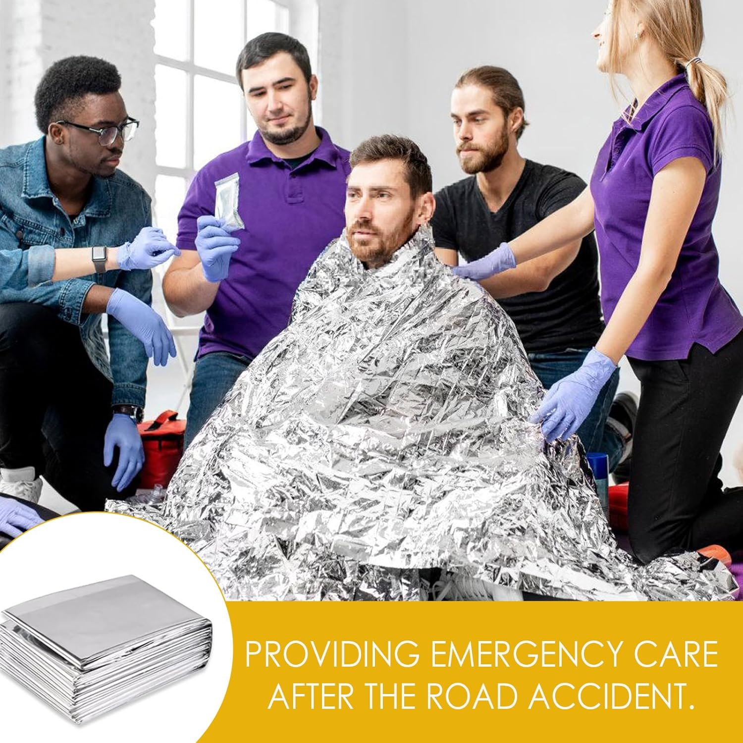 COVRA 5-Pack Emergency Mylar Thermal Blankets, Silver, 82.7X63 Inches, for Outdoor, Marathon, Camping, Hiking, and Harsh Weather image number 3