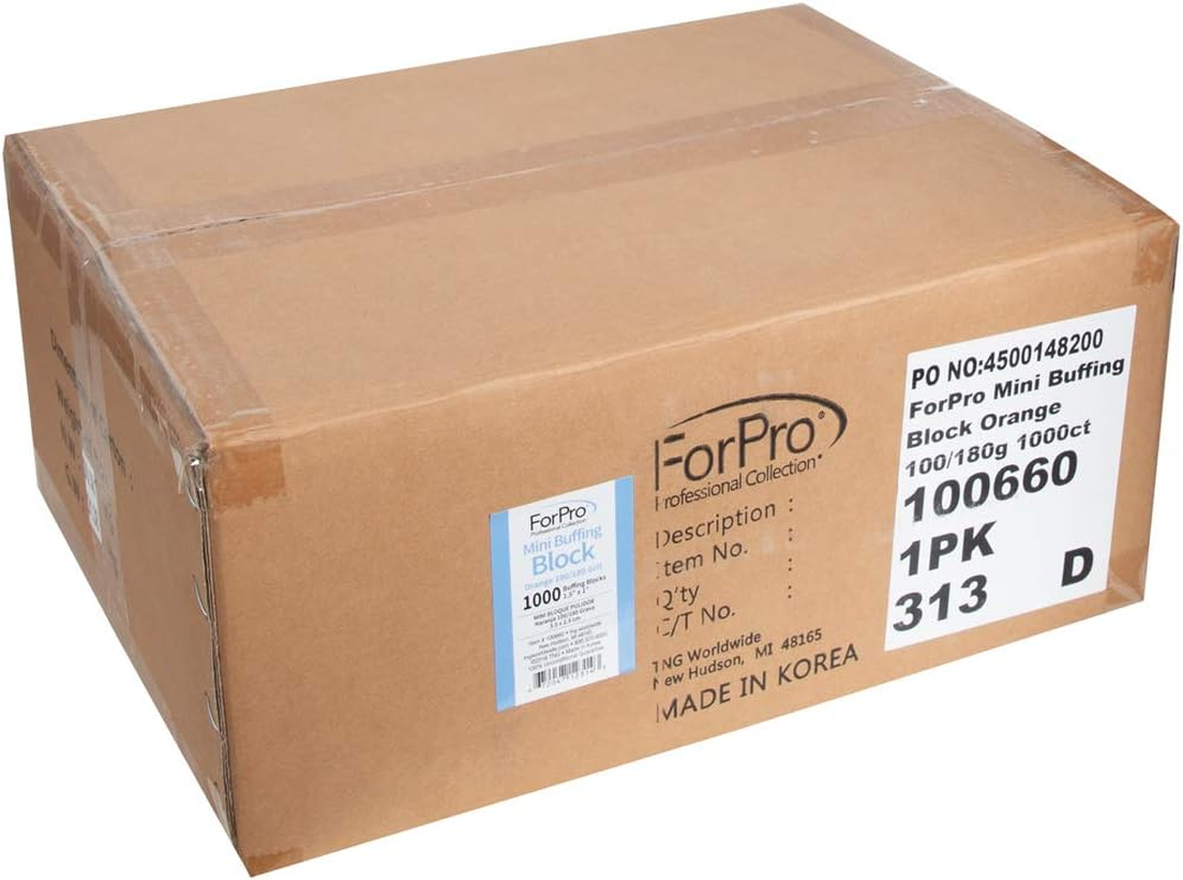 Forpro Mini Buffing Block, Orange, 100/180 Grit, Double-Sided Manicure & Pedicure Nail Buffer, 1.5&rdquo; L X 1&rdquo; W X .5&rdquo; H, 1000Count image number 2