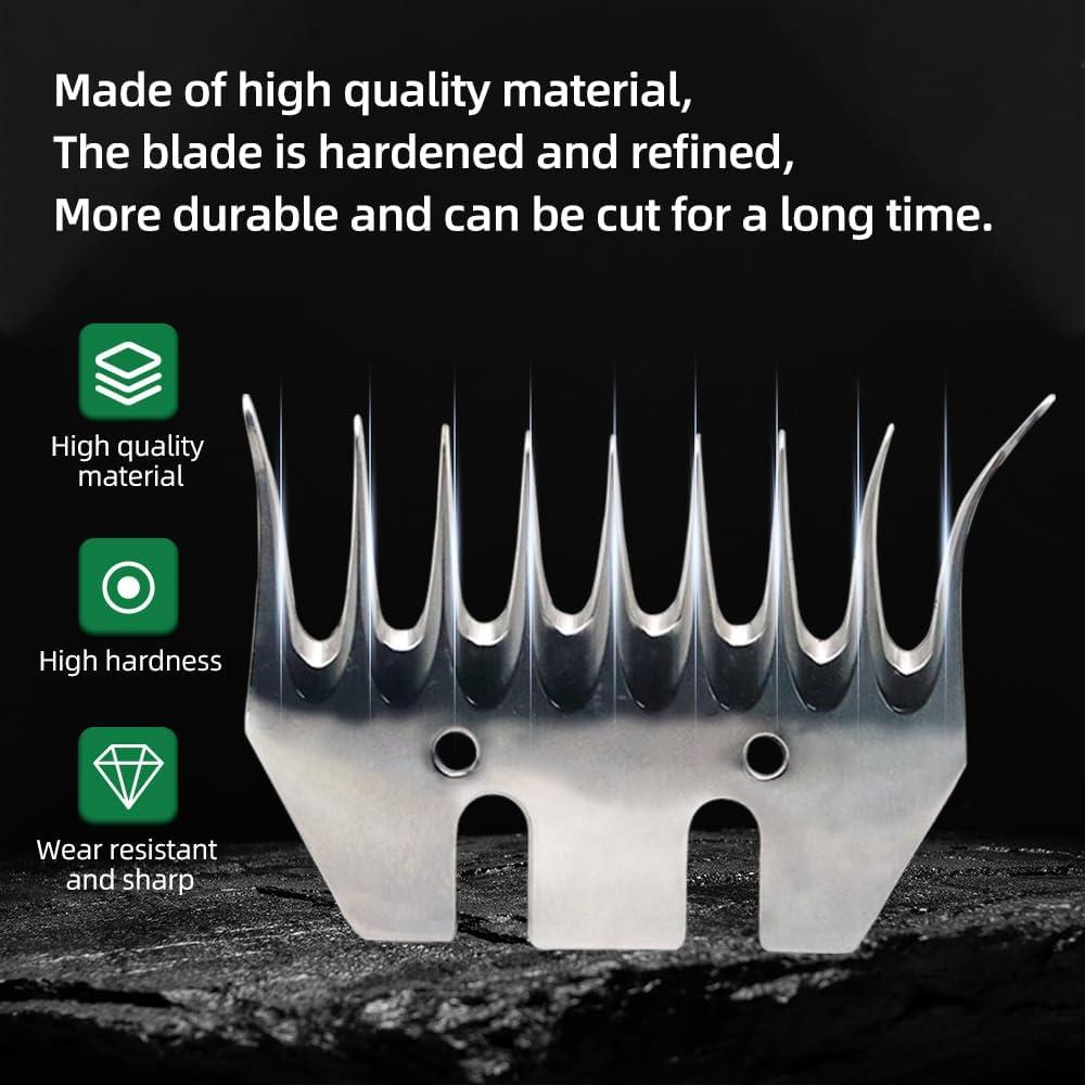 Sheep Shears Blades 9-Tooth Wool Shearing Comb and Cutter Blade Set for Alpaca Goats Wool Cutter Grooming Trimmer(9T Scimitar+Front Blade) image number 6