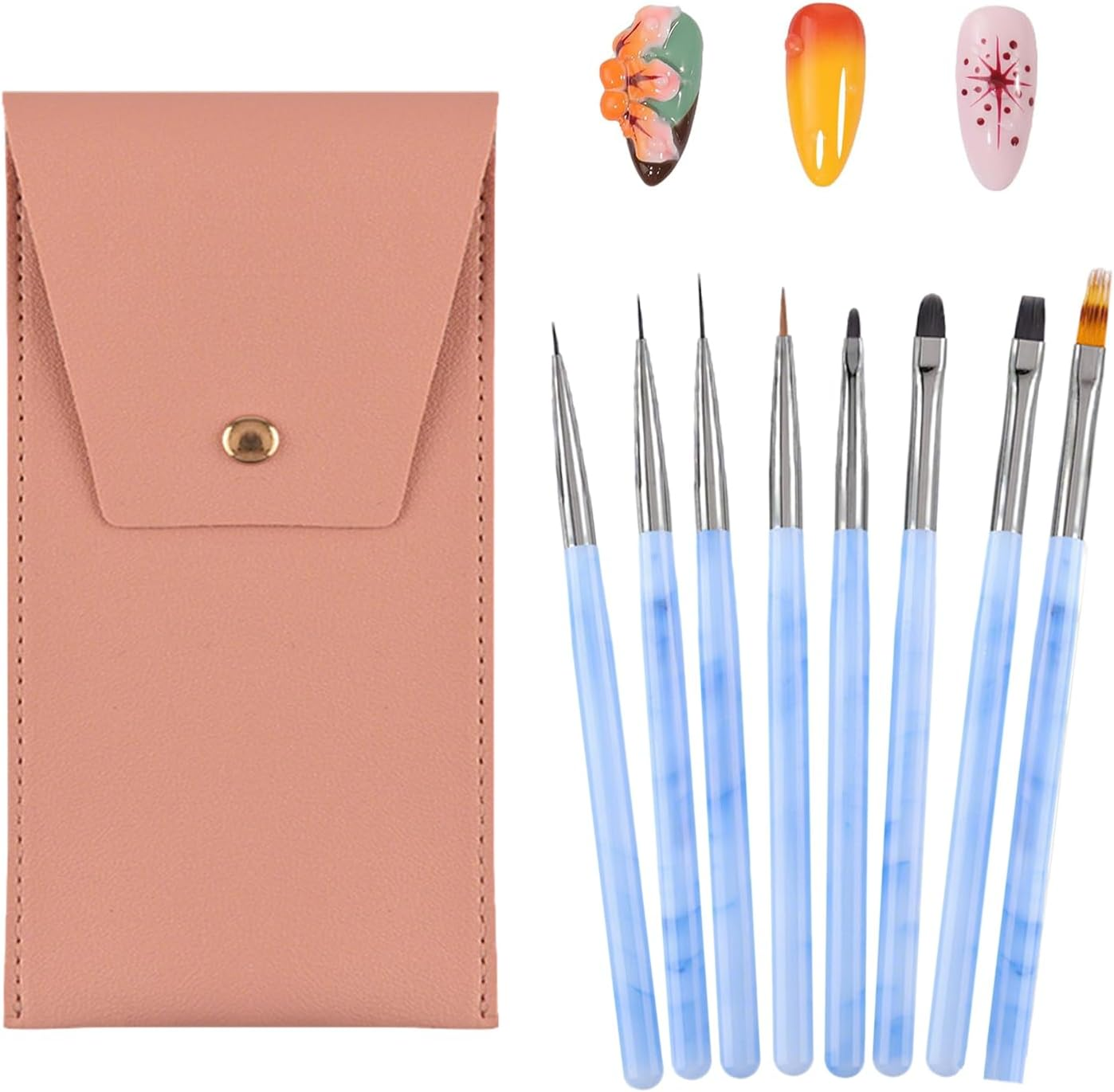 8 Piece Nail Brush, Brush for Gel Nails Set, Nail Design Gel Brush, Dotting Painting, Line Pen, Acrylic Brush Fineliner for DIY Nail Art Design image number 6