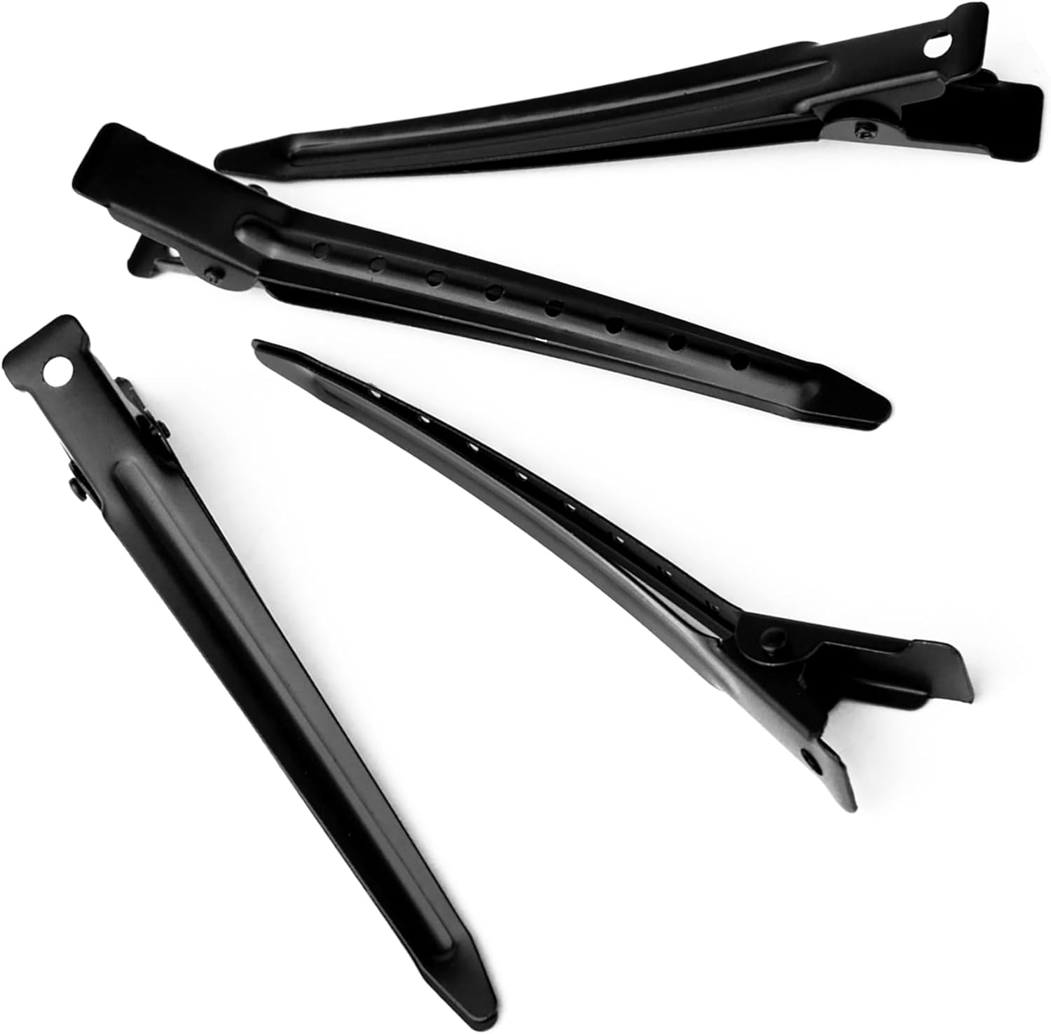 OJIOUI 24 Packs Duck Bill Clips 3.5 Inches Rustproof Metal Alligator Curl Clips with Holes for Hair Styling Haircutting and Makeup (Black, 3.5 Inch/9Cm)