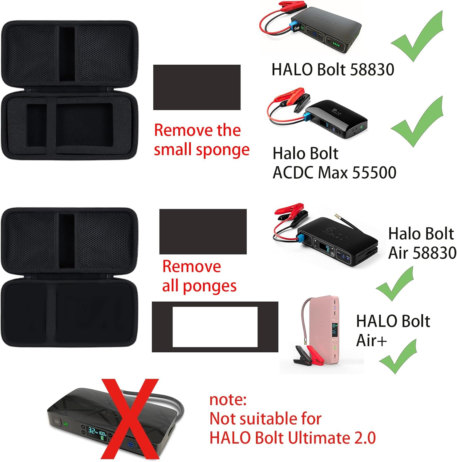 Khanka Hard Travel Case Replacement for Halo Bolt 58830/57720 / Air 58830 / ACDC Max 55500 Mwh Portable Emergency Power Kit, Portable Phone Laptop Charger, Case Only image number 4