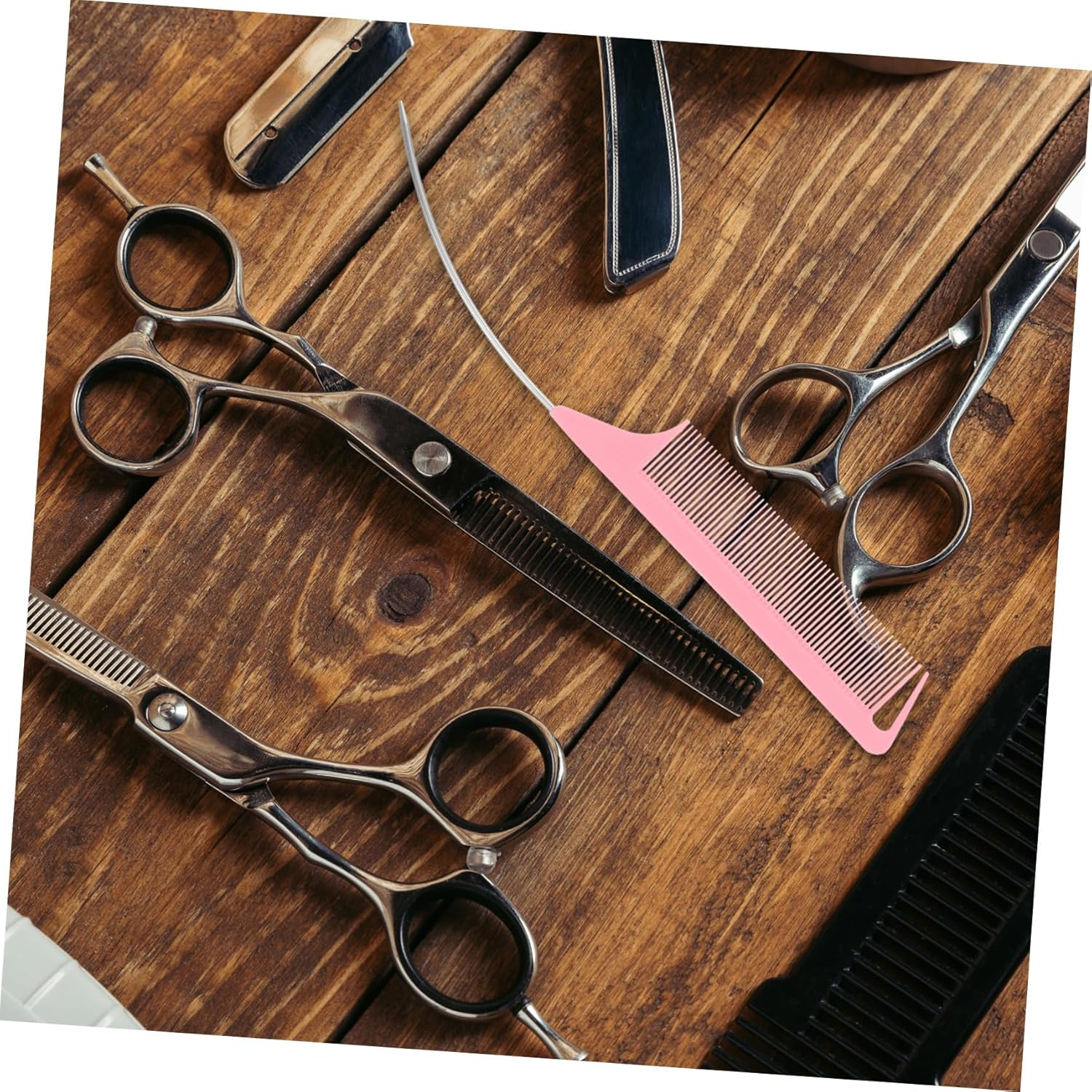 Gogogmee 3Pcs Metal Rat Tail Comb Set for Hair Styling Fine Tooth Pin Tail Combs with Bend Steel Needles for Women for Weaving Highlighting and Teasing image number 4