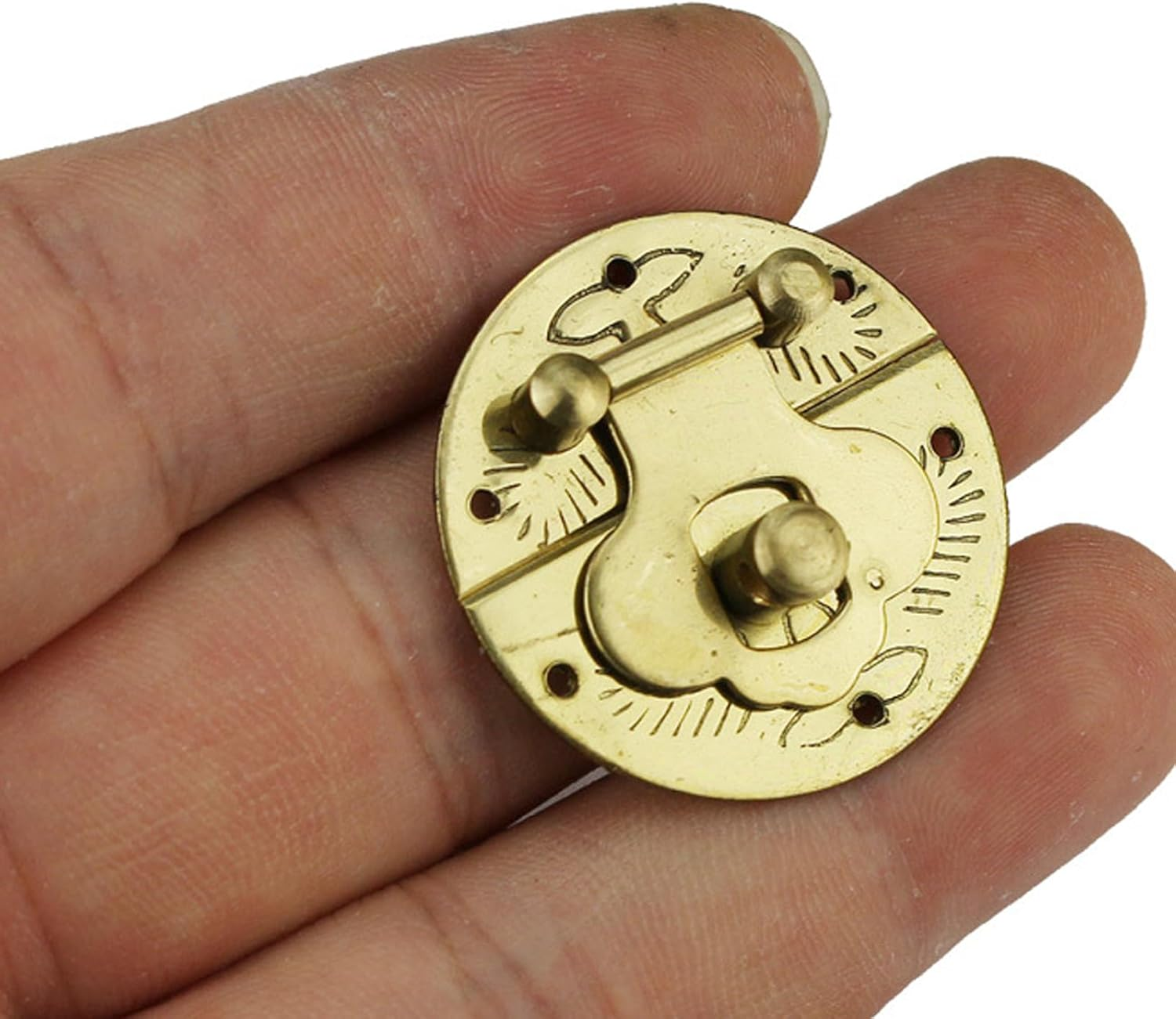 Fokmuaex 2Pcs Brass Box Clasp Latches - Decorative Lock Hardware for Jewelry Box, Cabinet & Small Wooden Cases, Vintage DIY Craft Accessories image number 1