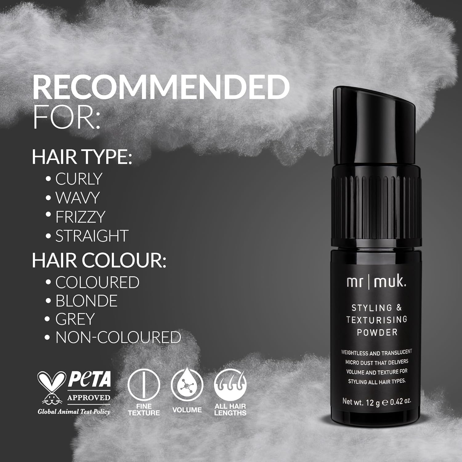 Mr Muk Styling & Texturising Powder, Ultra-Lightweight Matte Finish Hair Powder for Instant Lift, Volume and Texture, Residue-Free, Precision Pump, Flexible Hold, Compatible with All Hair Types, 12 G image number 2