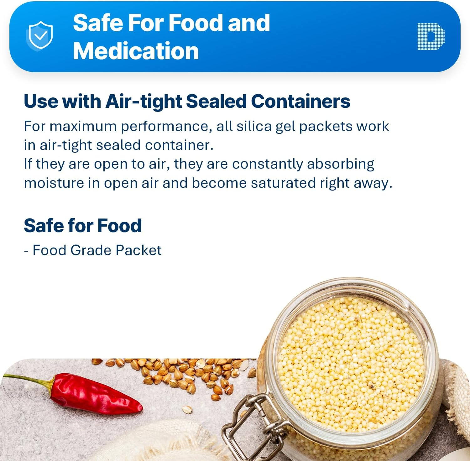 Dry & Dry [7 Packets] 100 Gram Silica Gel Packets, Desiccants, Dehumidifiers - Rechargeable Fabric Moisture Absorbers, Silica Gel Packs, Silica Gel, Desiccant Packs image number 1