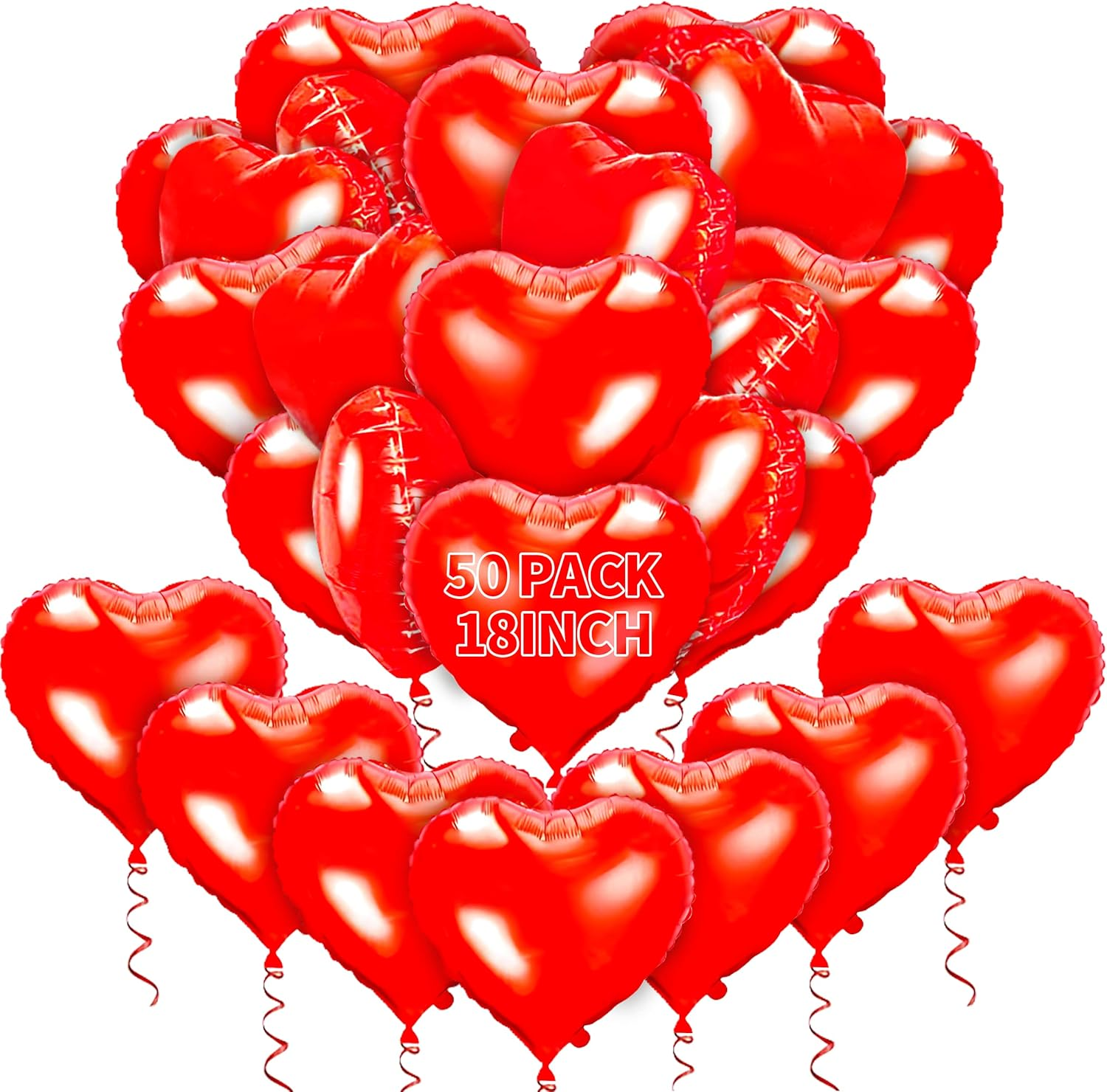 Love Balloons Red- 50Pcs 10Inch Foil Heart Balloon, Valentine Day Balloons, Room Decorations Kit Party Props Decor Balloons Valentines Day Heart Balloons image number 1