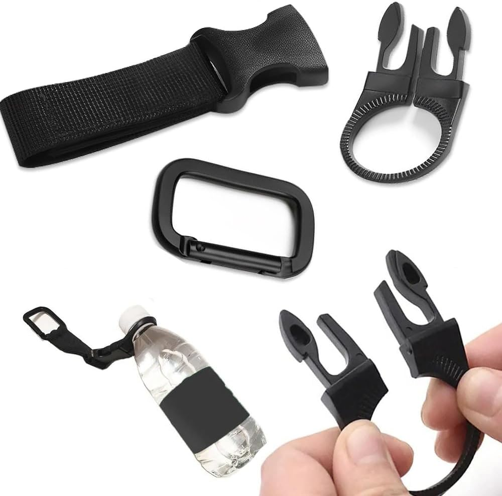 Esforzarse 4 Pcs Water Bottle Clip, 18.5 X 3 Cm Water Bottle Holder with Belt Clip, Bottle Hanging Buckle Clip, Outdoor Portable Water Bottle Ring Holder Mineral for Outdoor Hiking Cycling Fishing