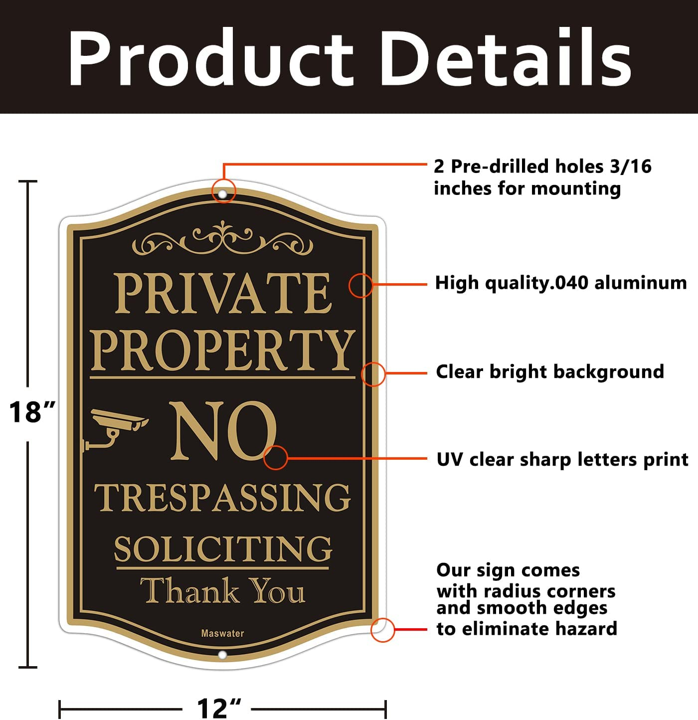 2 Pack Private Property Signs No Trespassing, 12" X 18 Be Suitable for Yard/Gate/Fence Signs No Parking, Reflective Rust Free Aluminum, Fade Resisant, UV Protected & Waterproo image number 1