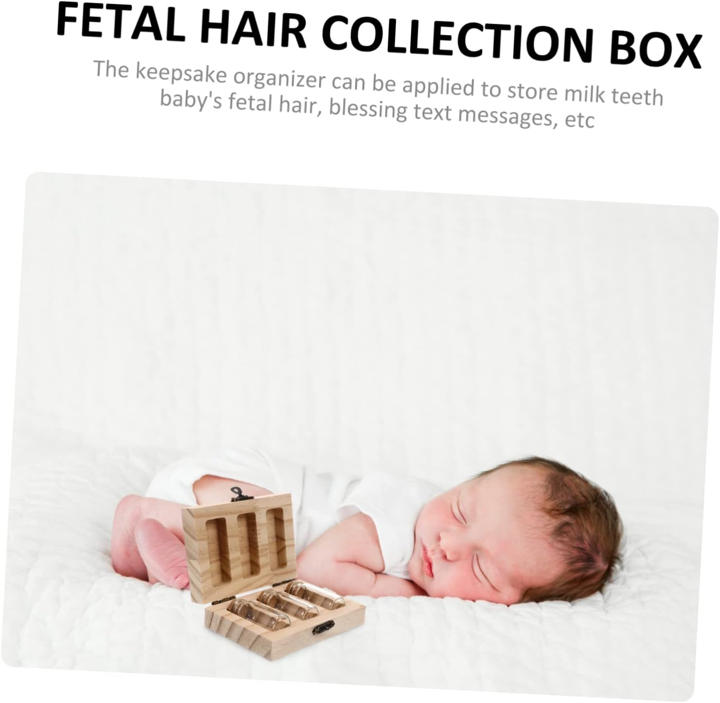 Wooden Storage Box for Teeth and Fetal Hair Preserving Souvenir Storage Bottle for First Haircut Keepsake