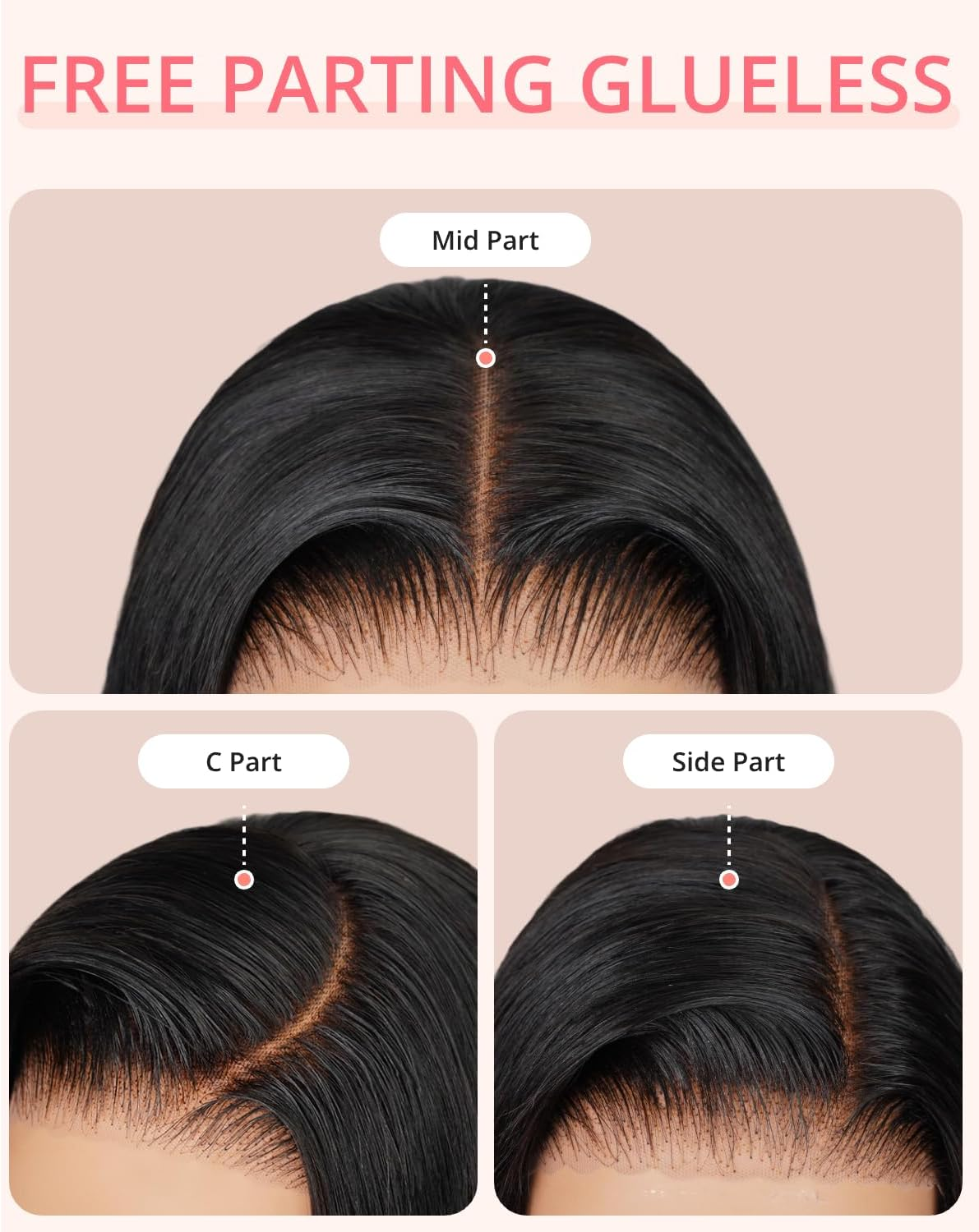MEGALOOK Salon-Quality Ready to Go Glueless Wigs Human Hair 220% Density Pre Cut HD Lace 5X6 Pre Cut Lace Frontal Wig 12A Silky Straight Wig Human Hair Real Pre Plucked Bleached Tiny Knots 18 Inches image number 5