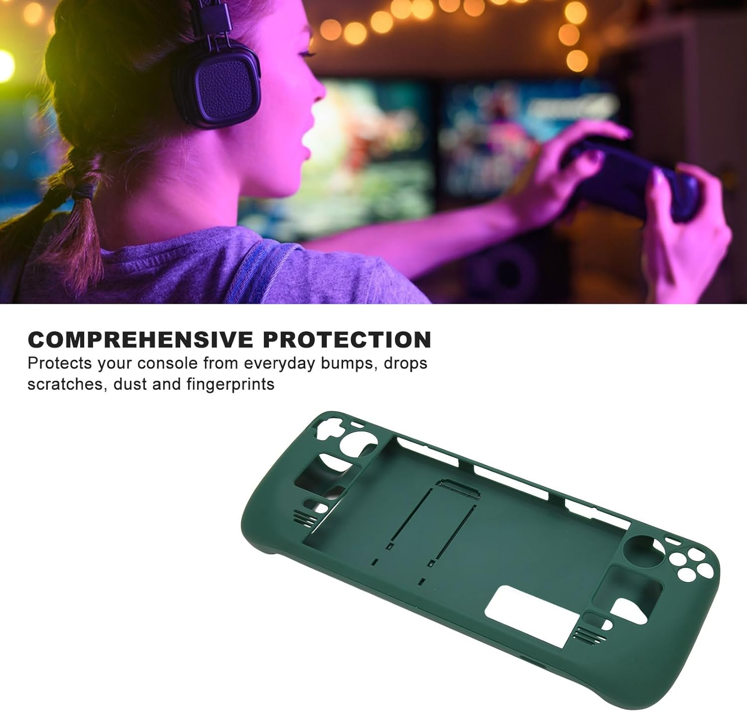 Protective Case for Steam Deck, Colorful Full Cover Gaming Protective Case with Stand for Steam Deck Game Handhelds,Pc Material, Gaming Handheld Case Accessory (OD Green)