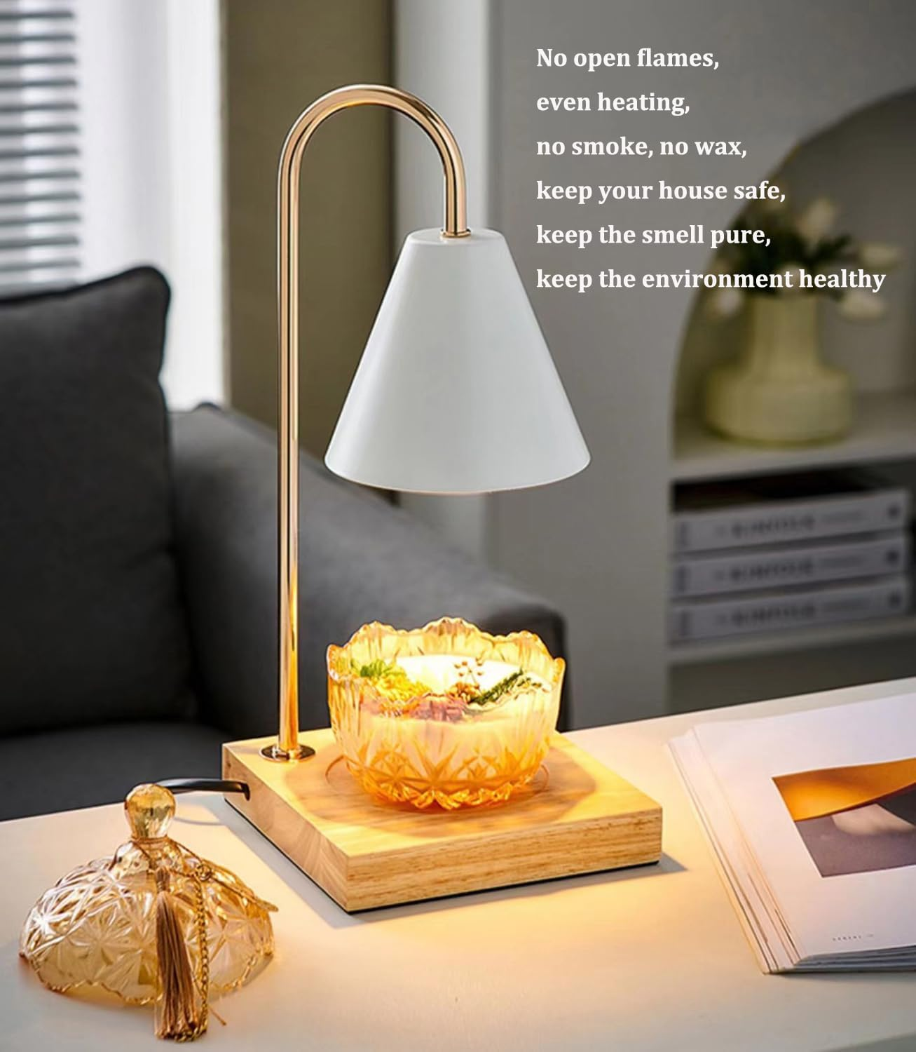 Candle Warmer Lamp, Compatible with Small & Large Jar Candles, Gifts for Mom, Dimmable Lamp Style Candle Melter for Wax Melt, Bedroom Sleep Aid Home Decor (White) - White image number 4