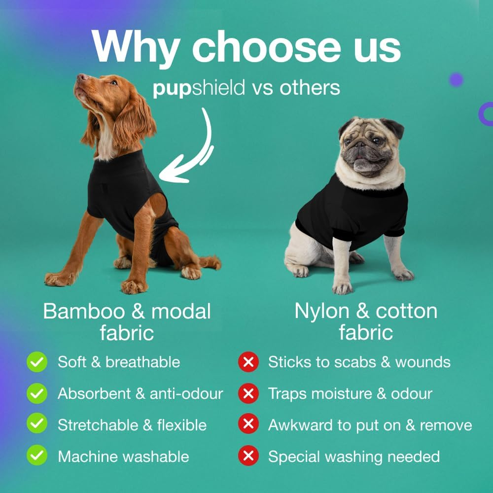 Pupshield - Dog Surgery Recovery Suit for All Dog Sizes - Easy Use anti Lick - Spay & Neuter Recovery Suit, Surgical Onesie for Dogs - Dog Cone Alternative (Black, Medium (Weight:35-60 LBS)) image number 5