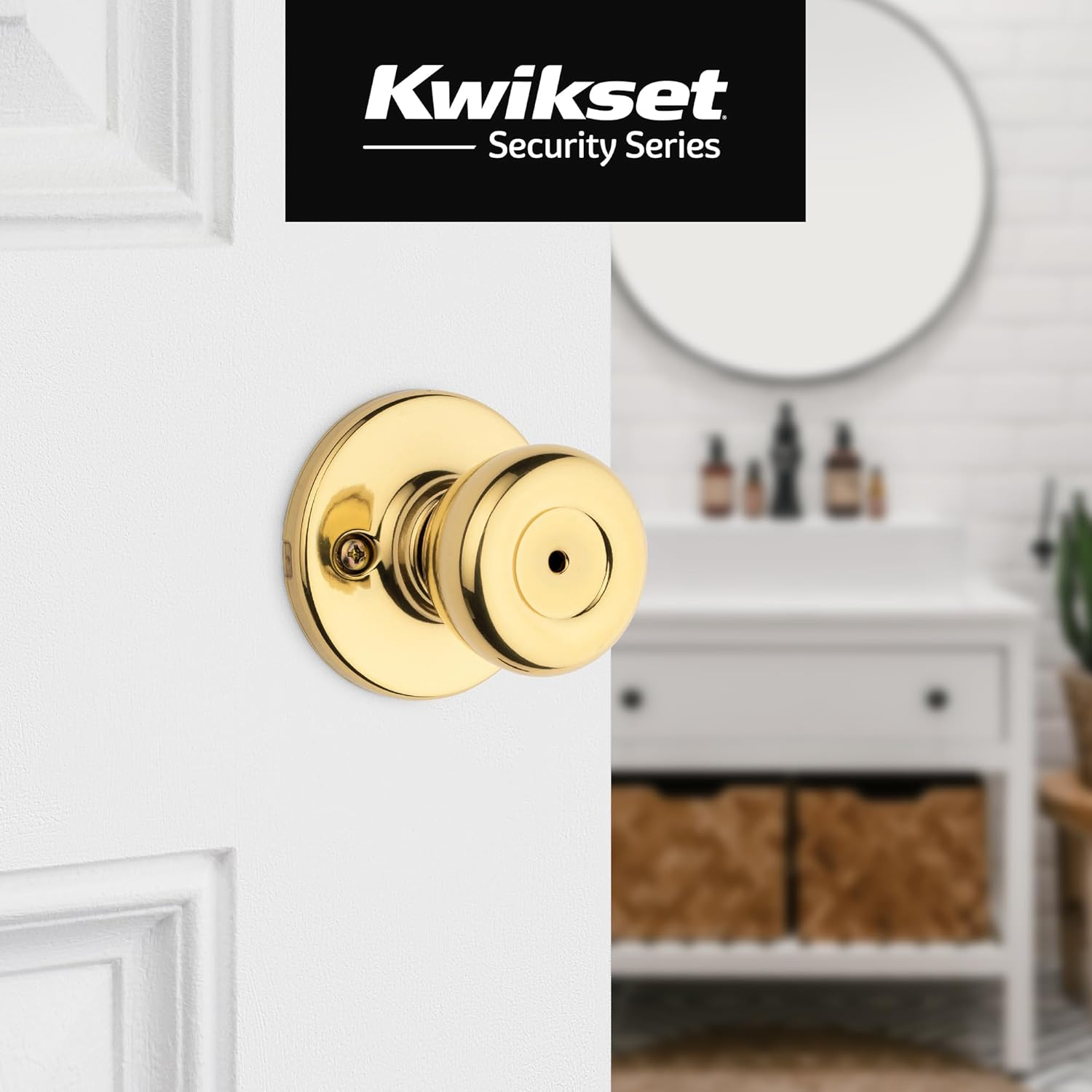 Kwikset 93001-870 Tylo Bed & Bath Knob in Polished Brass, Privacy - Antique Brass image number 7