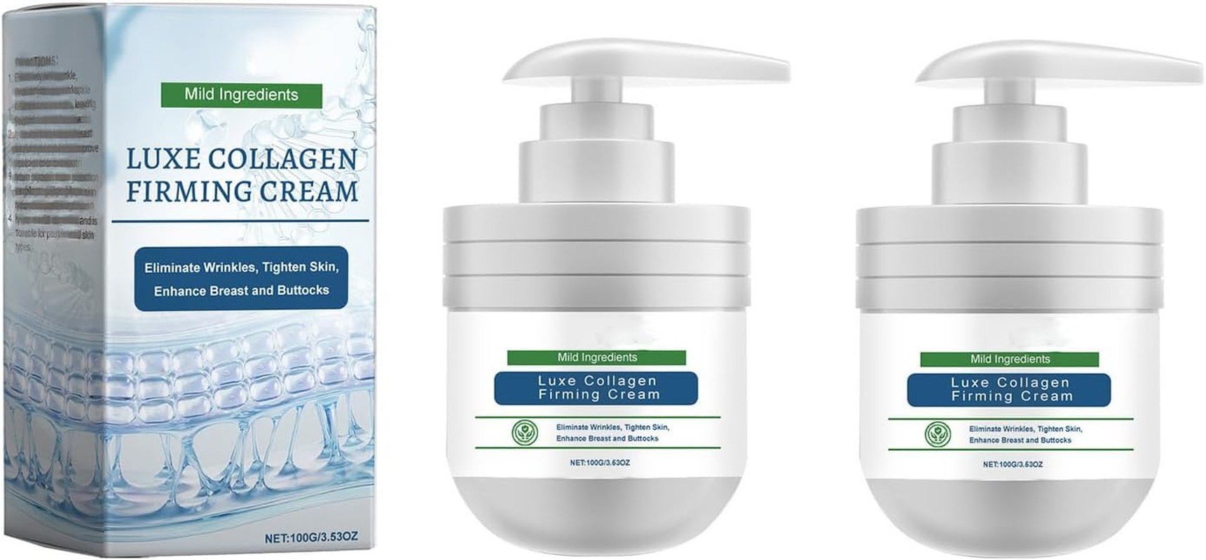 Awzlove Luxe Collagen Firming Cream, Anti-Aging Moisturizer with Collagen, Advanced Firming & Wrinkle Reducing Cream, Skin Tightening Lotion, Hydrating Formula, Restore Skin Elasticity (2Pcs)