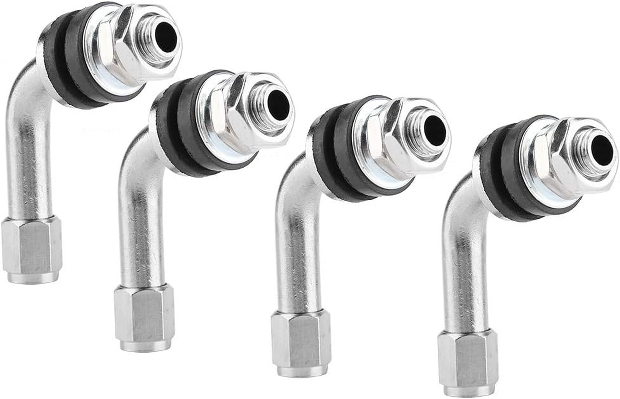 Tyre Valve Stem 4 Pcs 90 Degree Angle Car Motorcycle Tire Valve Stem Aluminum Alloy and Rubber Durable Automotive Wheel Tyre Adapter Tools image number 6