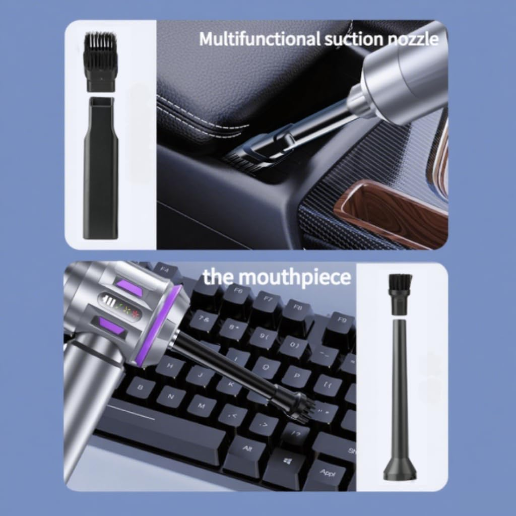 Car Vacuum Cleaner &ndash; 20000Pa Suction Power, 3-In-1 Cordless Vacuum -Air Duster, Rechargeable Handheld Cleaner for Car, Home & Keyboard Dust Cleaning image number 6