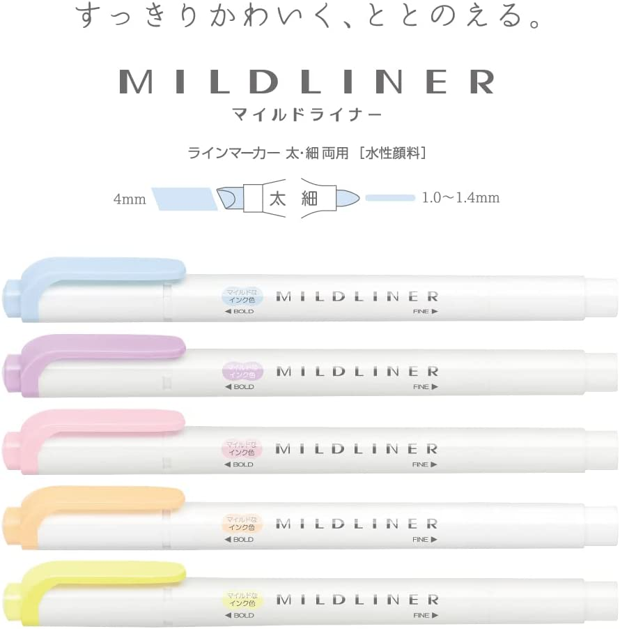 ZEBRA Mildliner Fluorescence Pen [Parallel Import Goods] (Softness Mild Colour) WKT7-5C-YC image number 4