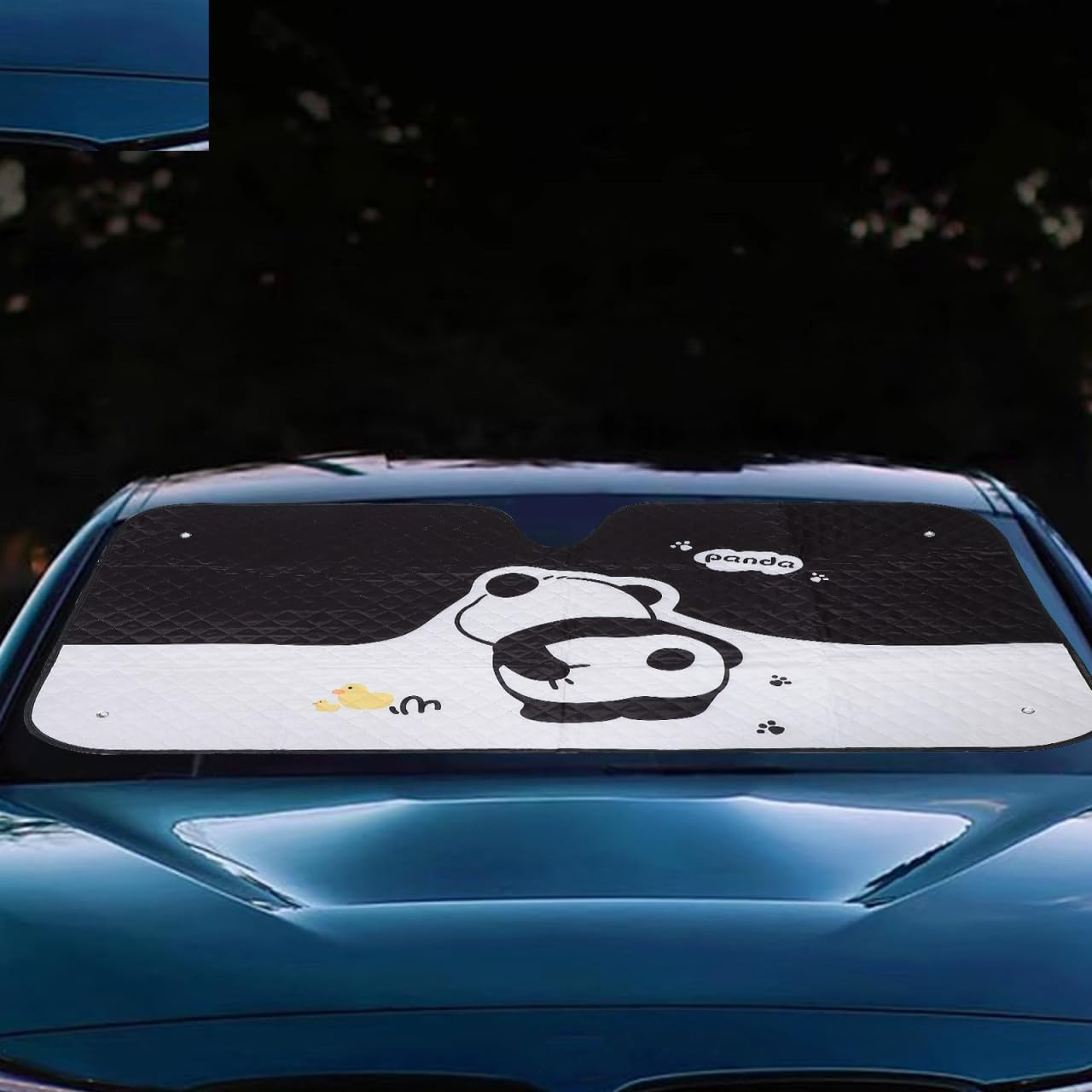 ULTECHNOVO Panda Car Windshield Sun Shade Cute Design Vehicle Sunshade Front Window Uv Protection Summer Heat Blocker Fits Most Cars