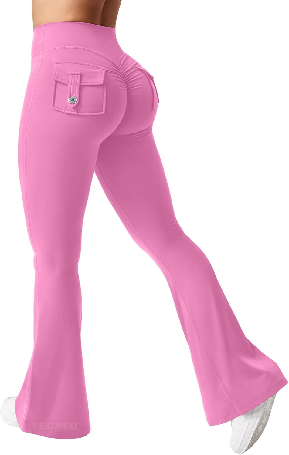 YEOREO Coreflex Flare Leggings with Pockets for Women 31.5" Scrunch Workout Leggings Butt Lifting Gym Yoga Pants