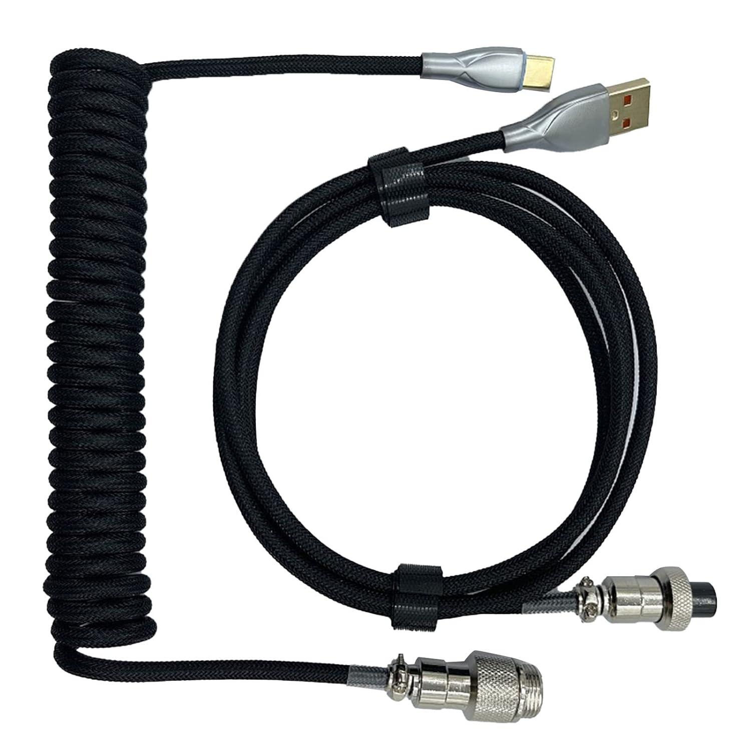 POENVFPO Retractable Coiled Gaming Keyboard Cable Sturdy Connector Two Stage Design Keyboard Cord for Mechanical for Game Enthusiasts PE Material (White)