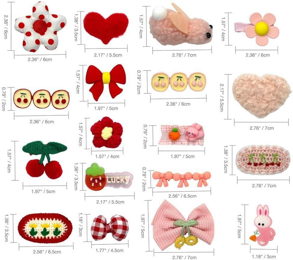 Hair Clips for Girls 18 Pcs No Slip Assorted Barrettes for Kids Bows Pink Red Cute Hair Accessories for Little Girls Teens Toddlers Child Kids Gifts image number 1