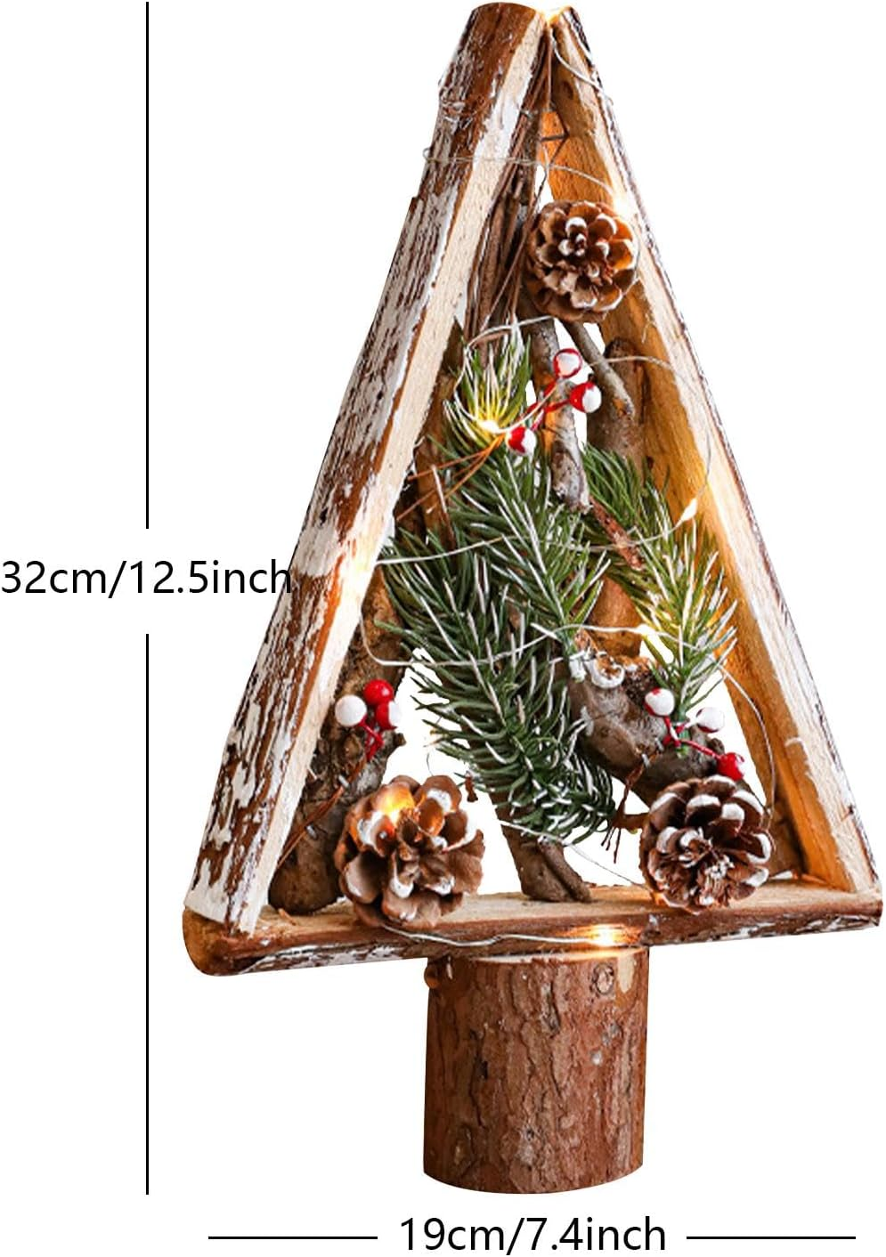 Wood Christmas Tree - Standing Christmas Tree Wood Sign | Table Centerpieces, Pine Cones Wooden Ornament, Farmhouse Party Favors for Home Desk Shelf image number 2
