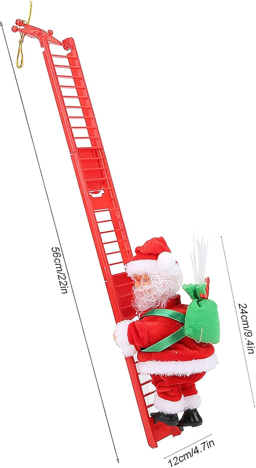 Santa Climbing Ladder to Tree Climbing Santa up and down Santa Claus on Ladder Climber Musical Animated Holiday Party Home Wall Christmas Tree Decoration Xmas Ornament Santa Claus Figurines Climber image number 5