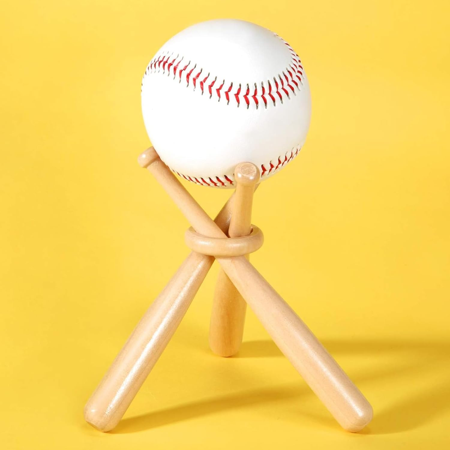 Baseball Stands for Display, Wooden Baseball Bats Display Stand Baseball Display Baseball Stands for Display for Tables for Kids and Sports Lover (Log) image number 1