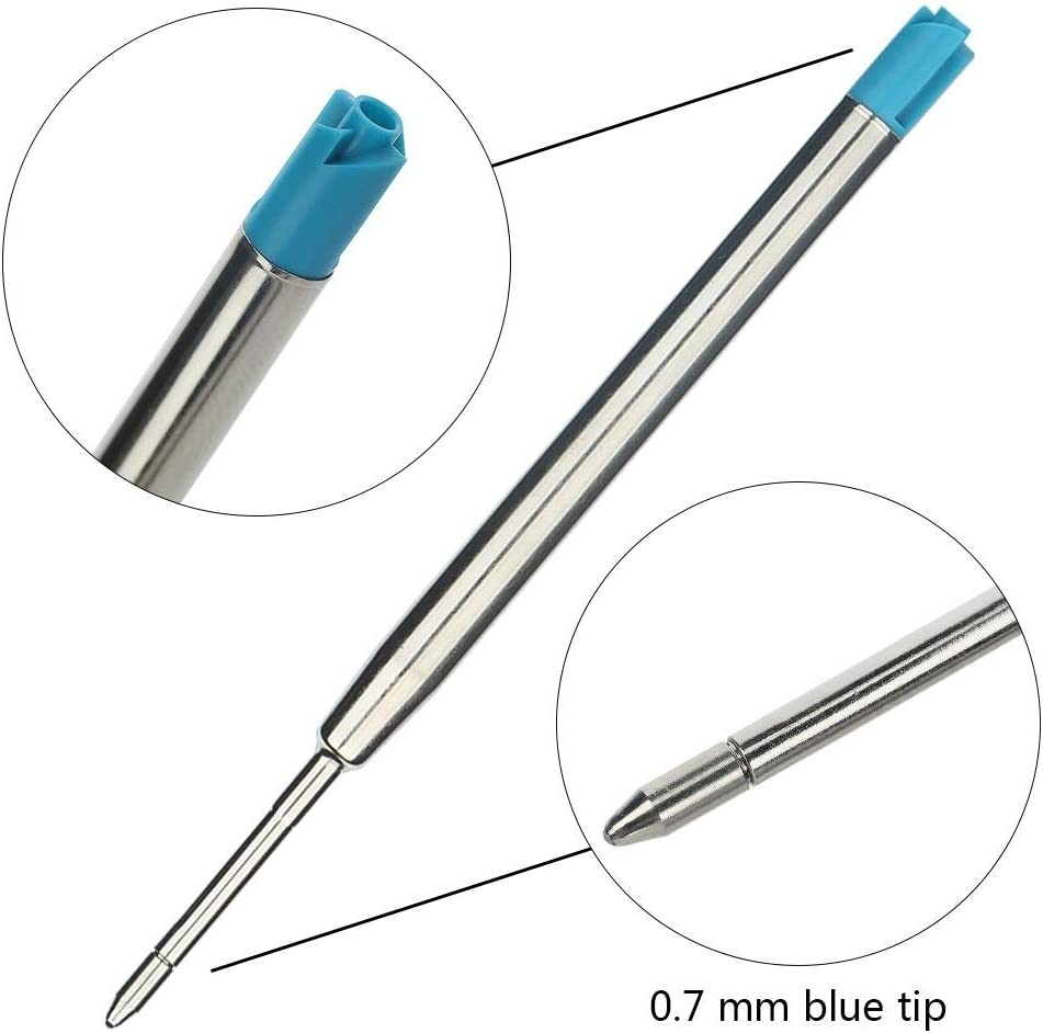 30 Pieces Replaceable Ballpoint Pen Refills 1.0Mm Medium Point Metal Refill Smooth Writing Ball Point Pen Refills (Blue Ink) image number 6
