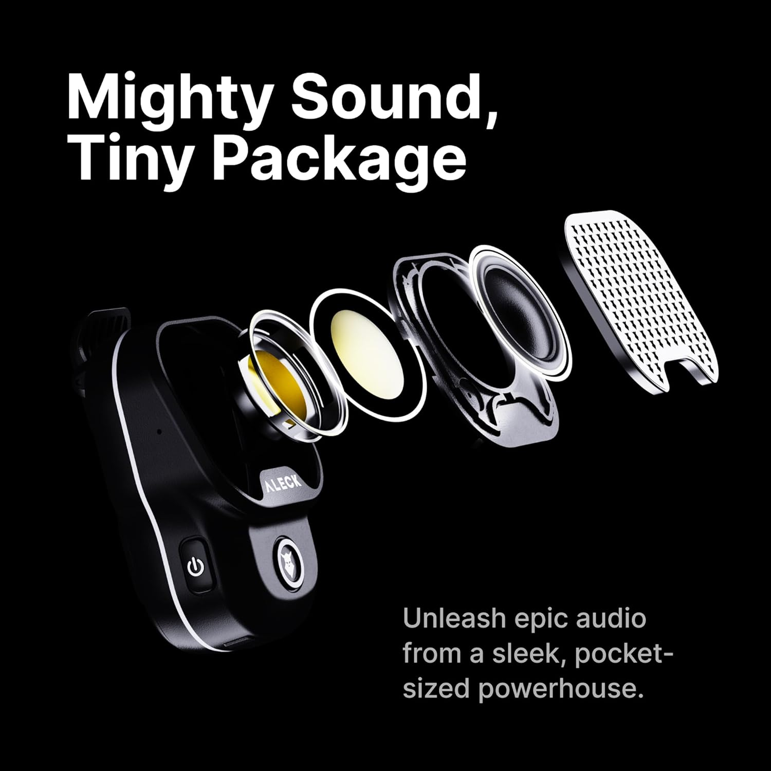 ALECK ROX Wearable Bluetooth 5.3 Speaker &ndash; 32H Playtime Clip-On Wireless Portable Speaker, IPX7 Waterproof, ENC Mic for Crystal-Clear Calls, ROX Duo Mode for Stereo Sound, Jobsite Tough Design image number 2