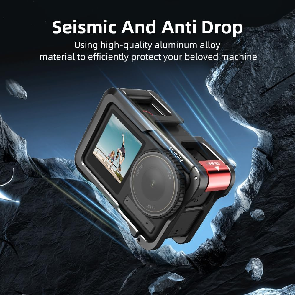 Metal Cage for DJI Osmo Action 5 Pro, Protective Cage for Osmo Action 4/ Action 3, Multifunction Protective Frame Case Aluminum Housing Camera Expansion Protector, with 1/4 Cold Shoe image number 6