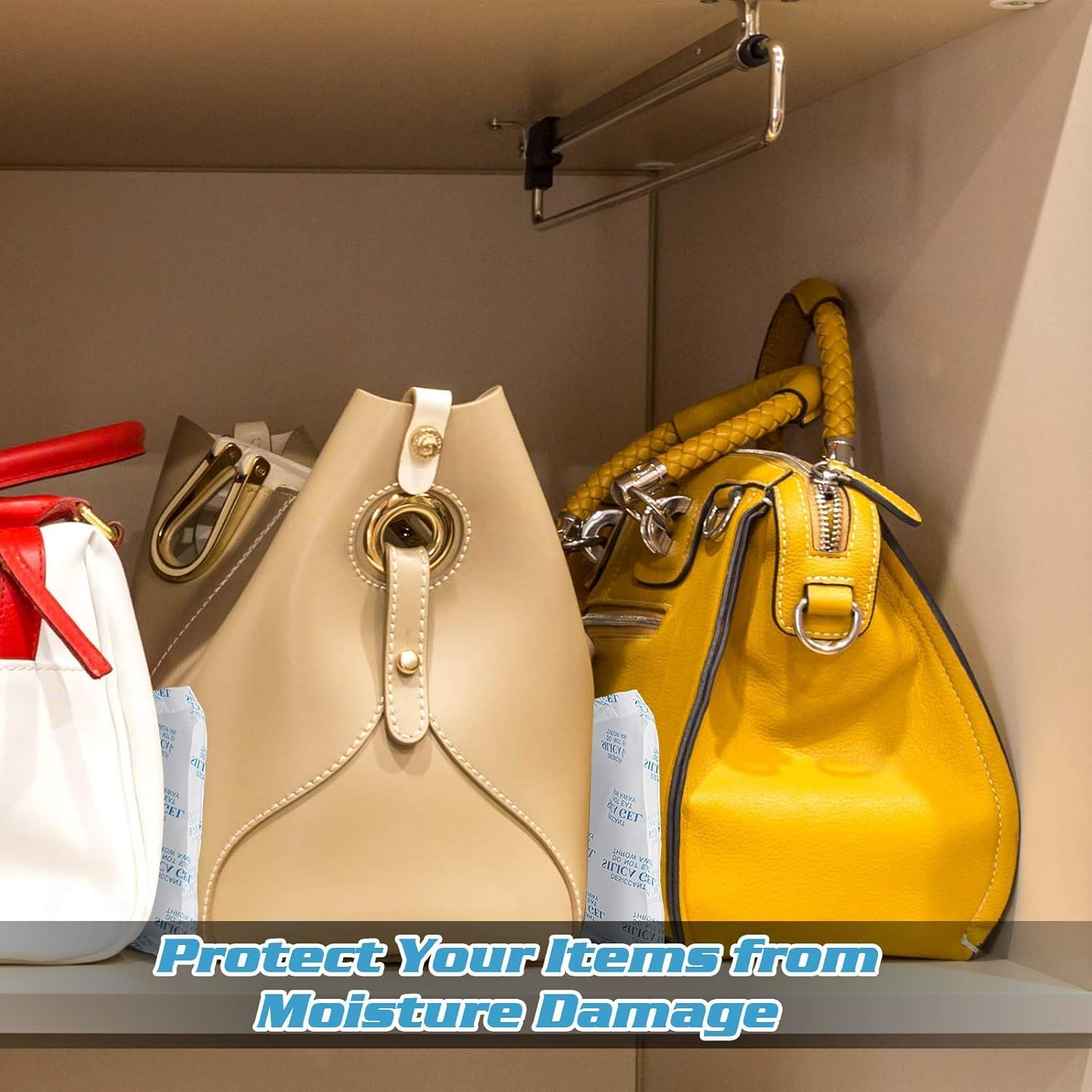 Durimoiy 30 Gram [10 Packets] Premium Pure Silica Gel Packets Desiccant Dehumidifiers, Silica Gel Packs - Rechargeable (Food Safe) Moisture Absorbers, Desiccant Packets image number 1