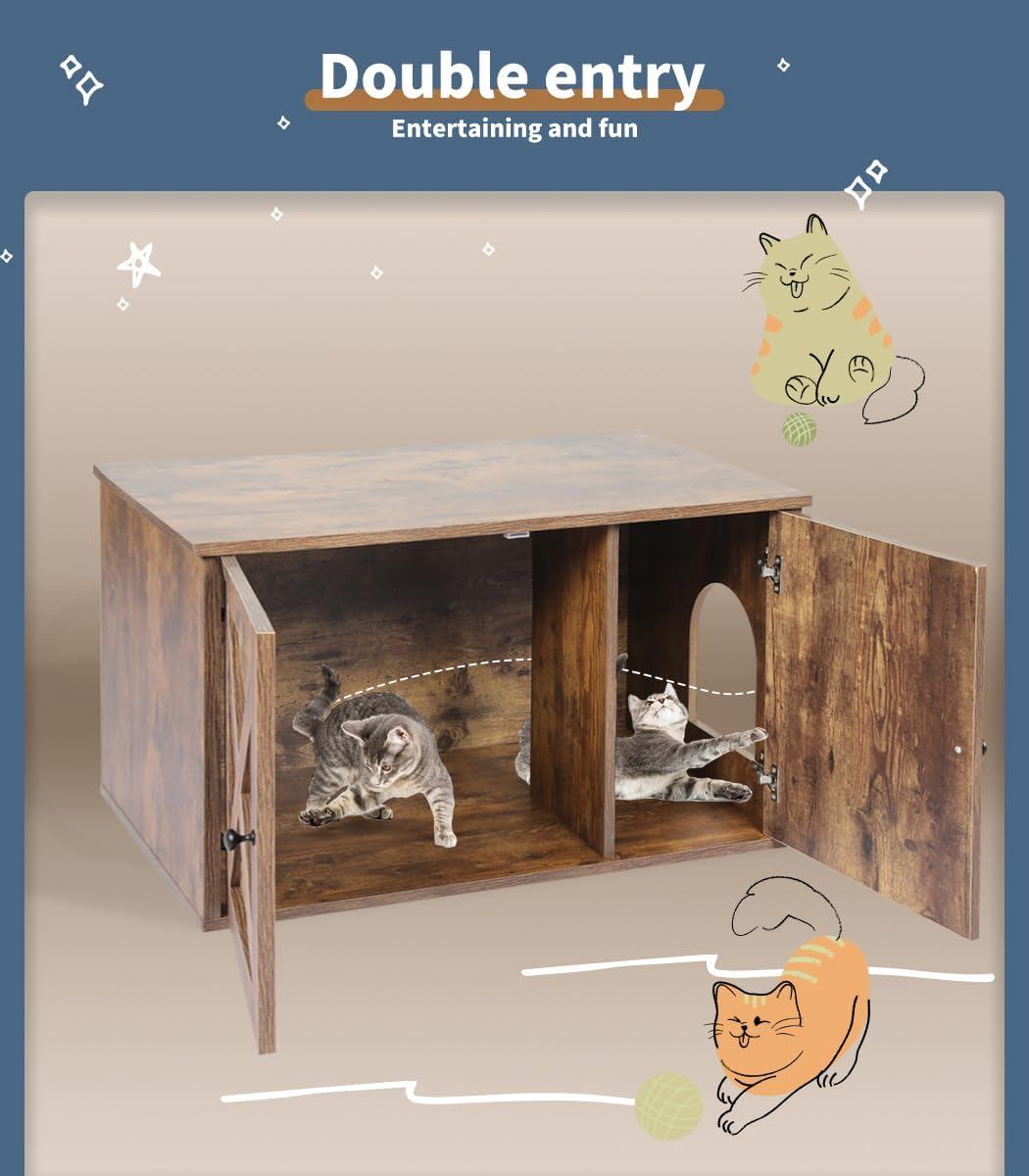 Pawz Enclosed Cat Litter Cabinet Box Furniture Kitty Toilet Tray Pet House Table image number 6