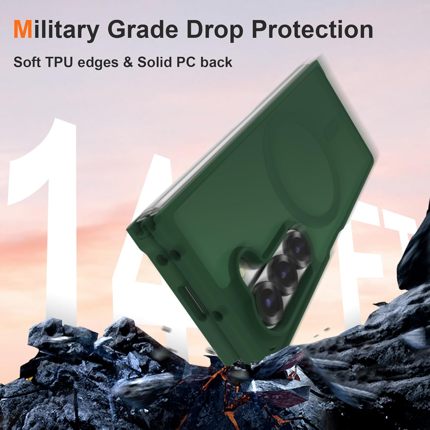 ORETECH Magnetic Shockproof for Samsung Galaxy Z Fold 6 Case, Samsung Z Fold 6 Cover, Compatible with Magsafe, Translucent Ultra Thin Anti-Scratch Flexible TPU Bumper Z Fold 6 Case-Green image number 4