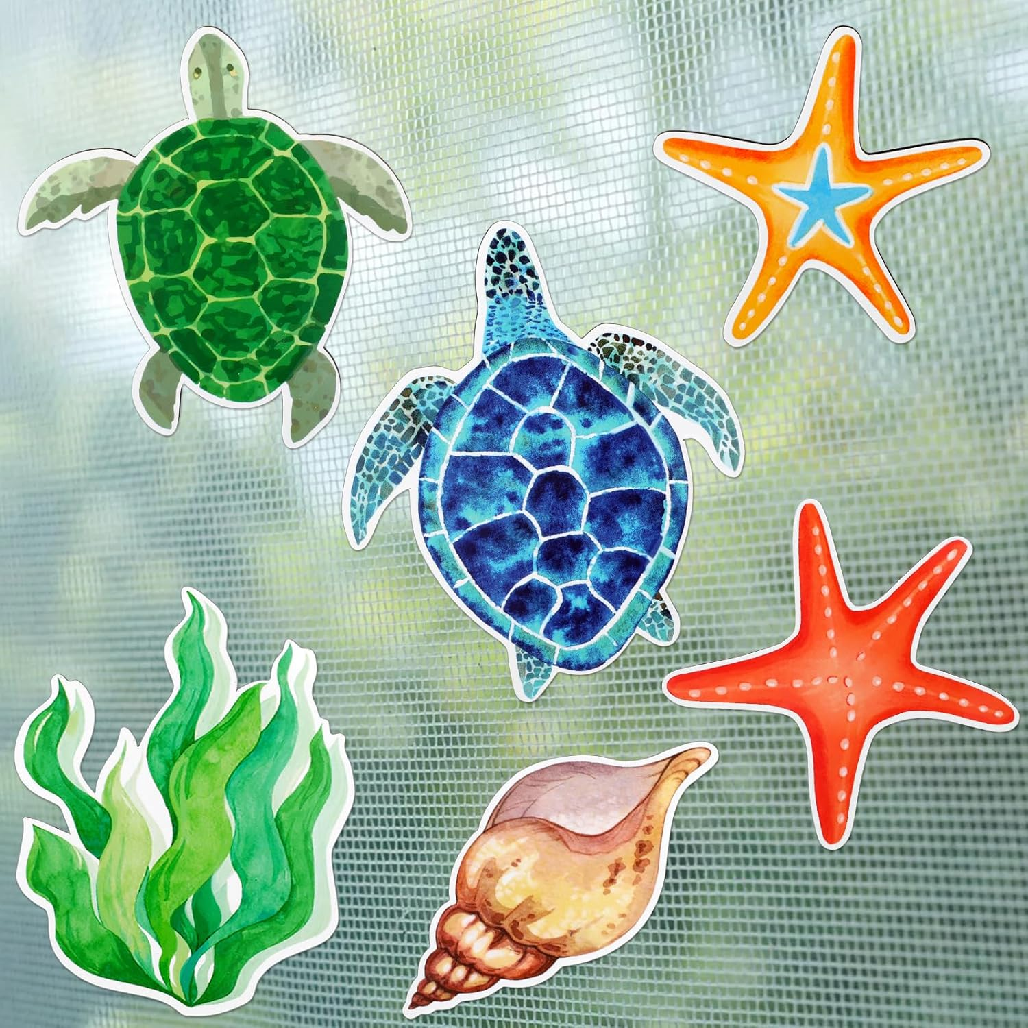 JSRQT 12Pcs Ocean Theme Magnet Screen Door Decorative, Sea Turtle Starfish Double Sided Magnetic Flexible Screen Door Protector, Screen Door Magnet Sticker Decals Protect for Door Window Kid Pet Bird image number 2