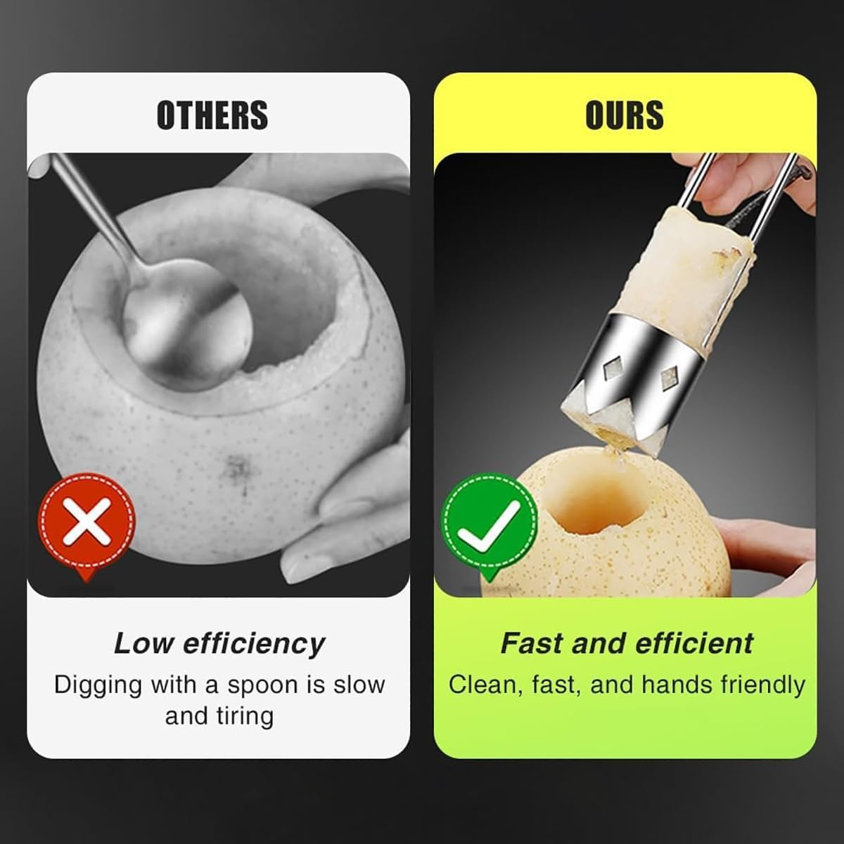 Corer Tool Fruit Core Remover Universal Vegetable Corer with Ergonomic Handle Stainless Steel for Red Bell Apple Tomato Kitchen Gadget image number 1