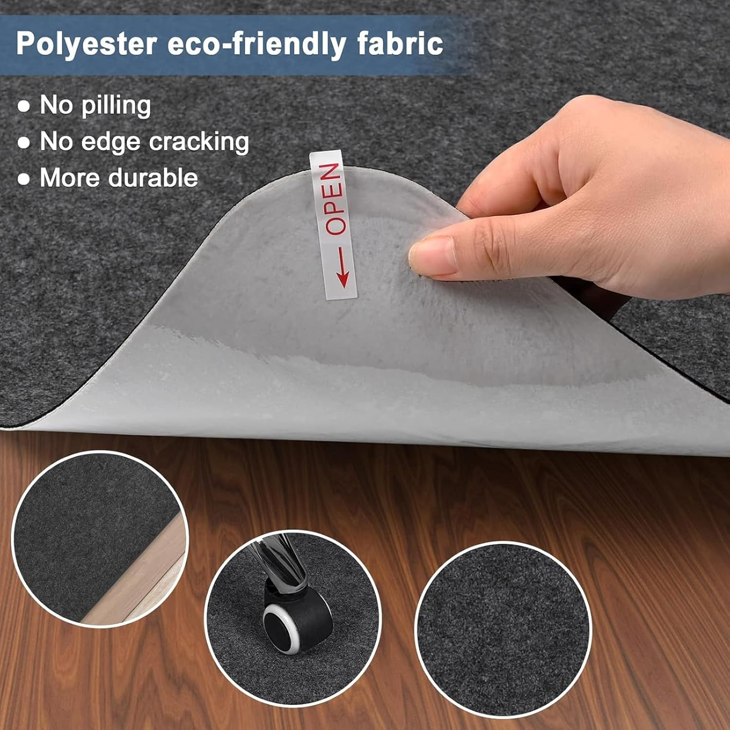 90 * 140 Cm Office Chair Mat Carpet for Hard Floor, Computer Desk and Gaming Rolling Chair Protector,Grey image number 6