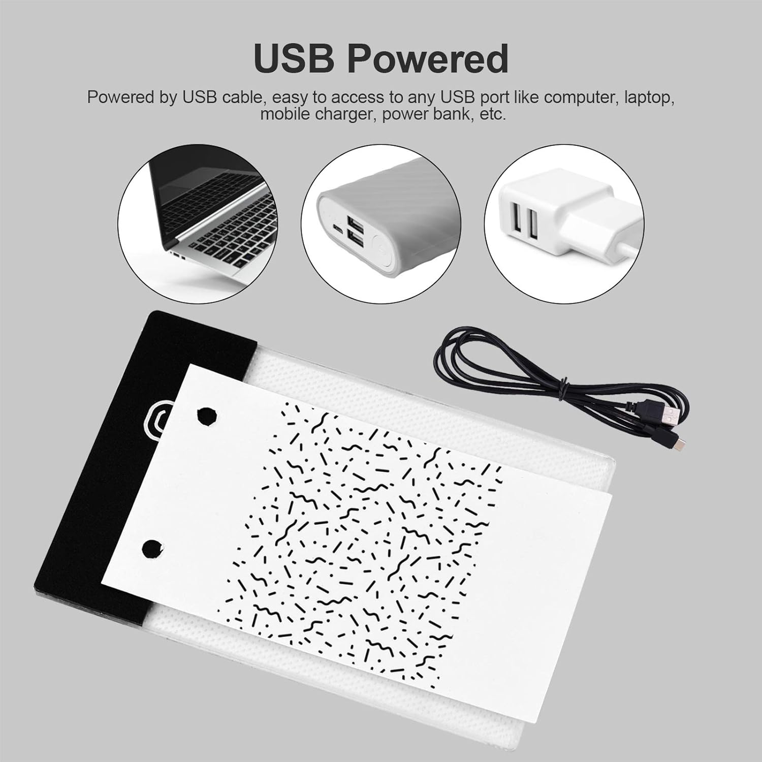 Super Mini LED Light Pad Ultra-Thin Light Box USB Powered Dimmable Brightness Artcraft Tracer for Children Students Adults Drawing Tracing Practise Calligraphy Flipbook Flip Books Animation Cartoon image number 2