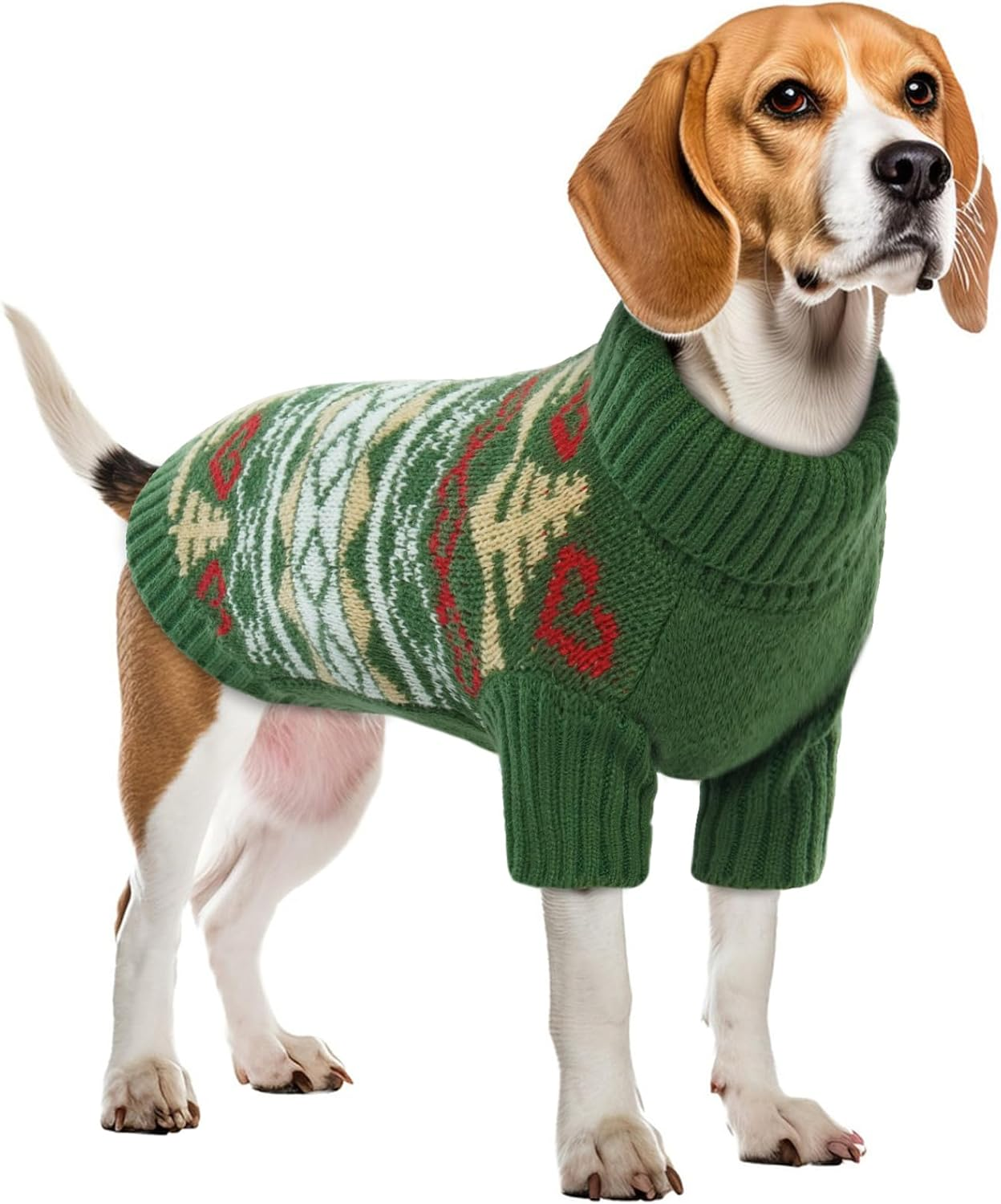 Dog Cat Sweater, Turtleneck Dog Jumper Pullover Soft Winter Dog Coat Warm Puppy Cat Clothes Knitwear Apparel Snowflake Pattern Dog Winter Clothing Outfits(Red, M)