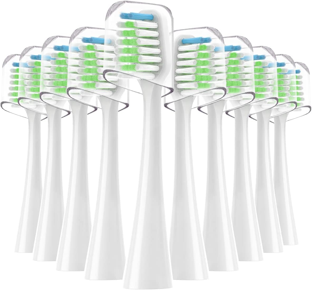 Compatible with Waterpik Complete Care 9.0 (CC-01), 5.0 (WP-862) Sonic Electric Toothbrush Replacement Brush Heads STRB-10WB, Soft Bristle, 10 Pack (White)