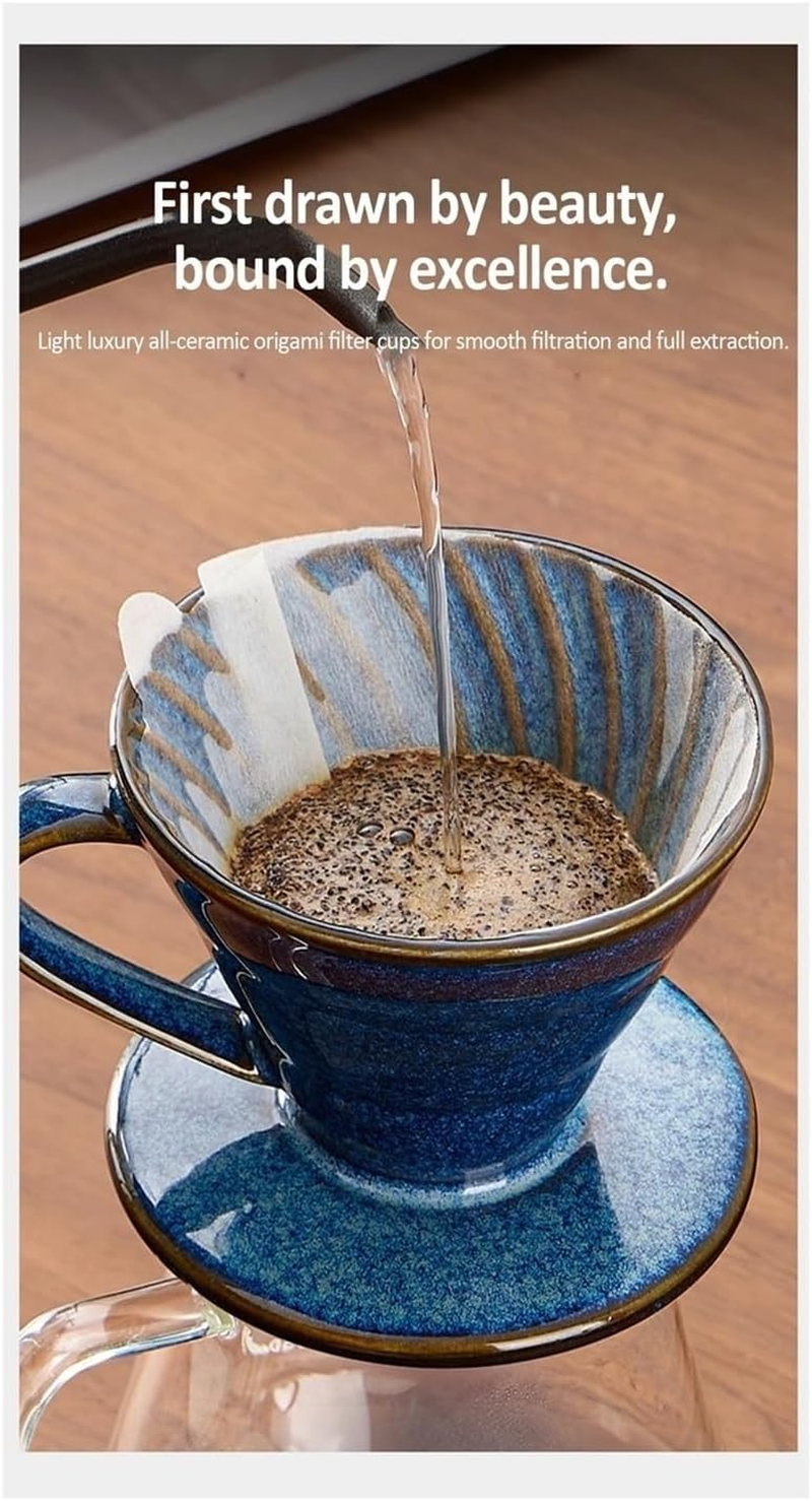 KFKAA V60 Pour over Coffee the Coffee Dripper Is a Simple and Exquisite Single Cup Brewing Device Coffee Drip Machine Suitable for Offices and Apartments Size02 (Blue) image number 2