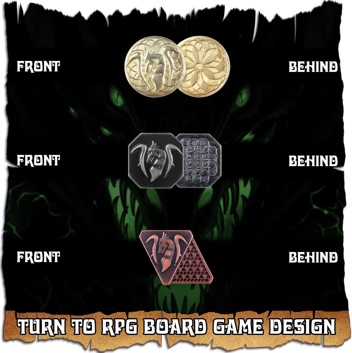 120PCS Metal, Silver & Copper DND Coins - DND Tokens & Accessories with PU Leather Bag - Fake Coins for Cosplay Board Game