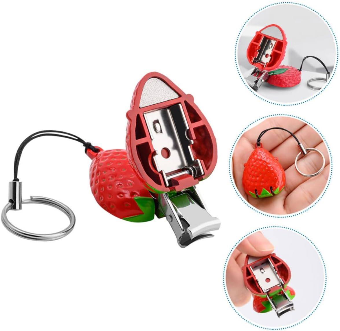LOLIPPYY Cute Strawberry Folding Nail Clipper Portable Mini Toenail Clippers for Boys and Girls and Women Sturdy Stainless Steel Manicure Tool Ergonomic Grip image number 6