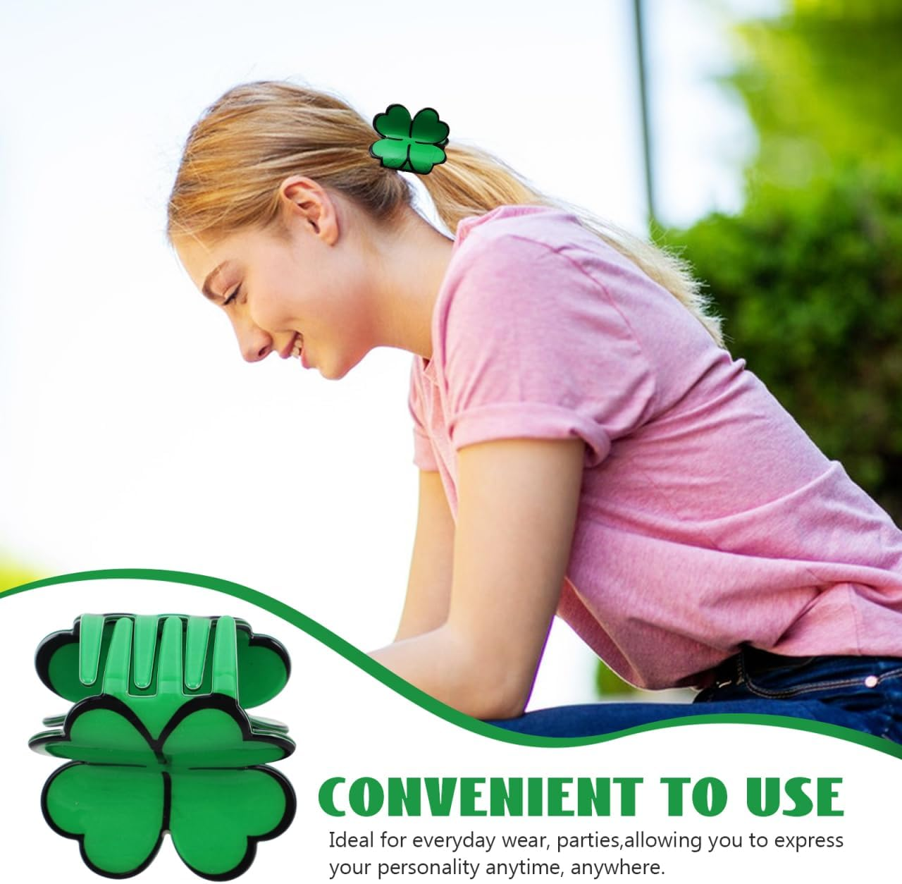 Holibanna Shamrock Hair Clip for Patrick'S Day Unique Design Secure Hold Durable Material Versatile Irish Party Hair Accessories for Women and Girls image number 6