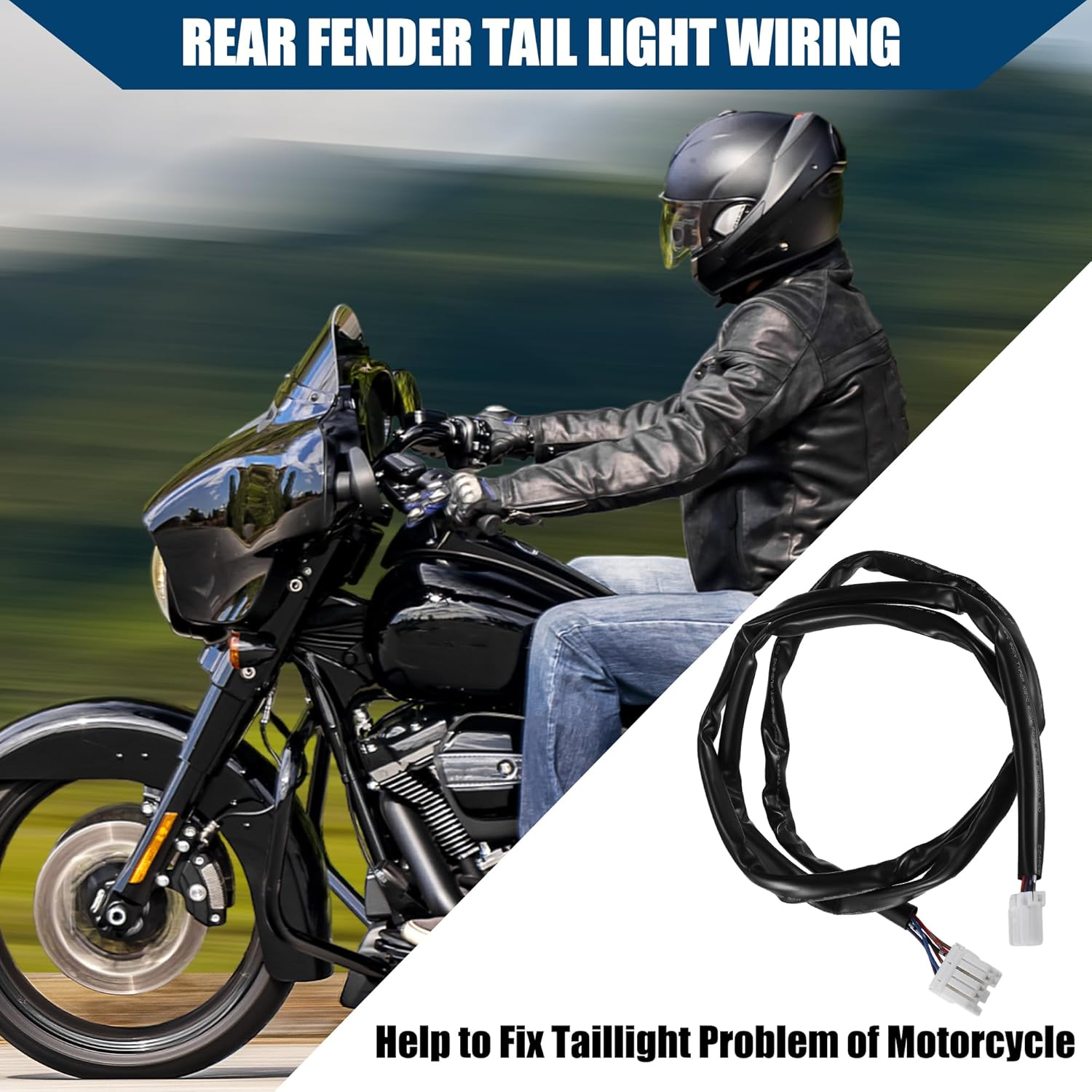 X AUTOHAUX Motorcycle Rear Fender Taillight Wiring Harness for Harley Davison Sportster Dyna Electra Glide/Motor Bike Rear Fender Tail Light Cable 6 8 Position/Durable / 1 Pcs Plastic image number 3