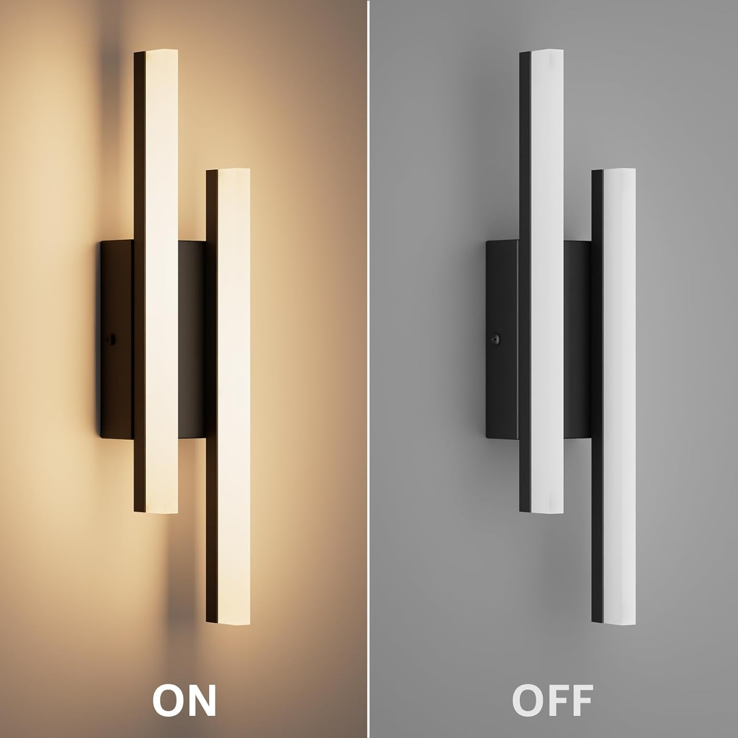 Klighten Mordern LED Wall Light 40 Cm, 12 W 850 LM Decorative Interior Light for Hallway, Bedroom, Living Room, Stairs, Warm White 3000K, Black image number 1