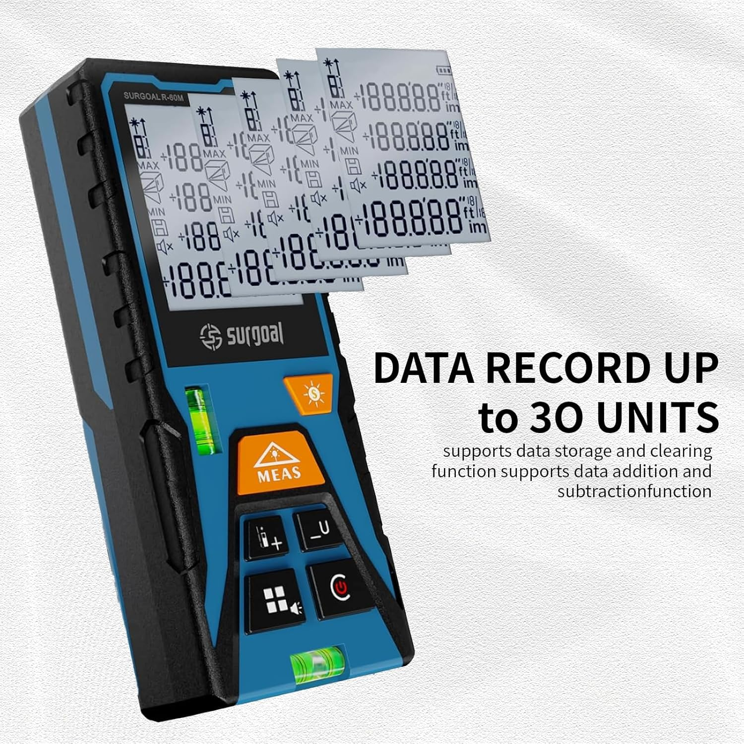 Laser Distance Meter 196Ft Digital Laser Measuring Tool with LCD Backlit Display, Pythagorean Mode, Area & Volume Calculation, &plusmn;2Mm Accuracy, Class II, Electronic Tape Measure for DIY and Construction