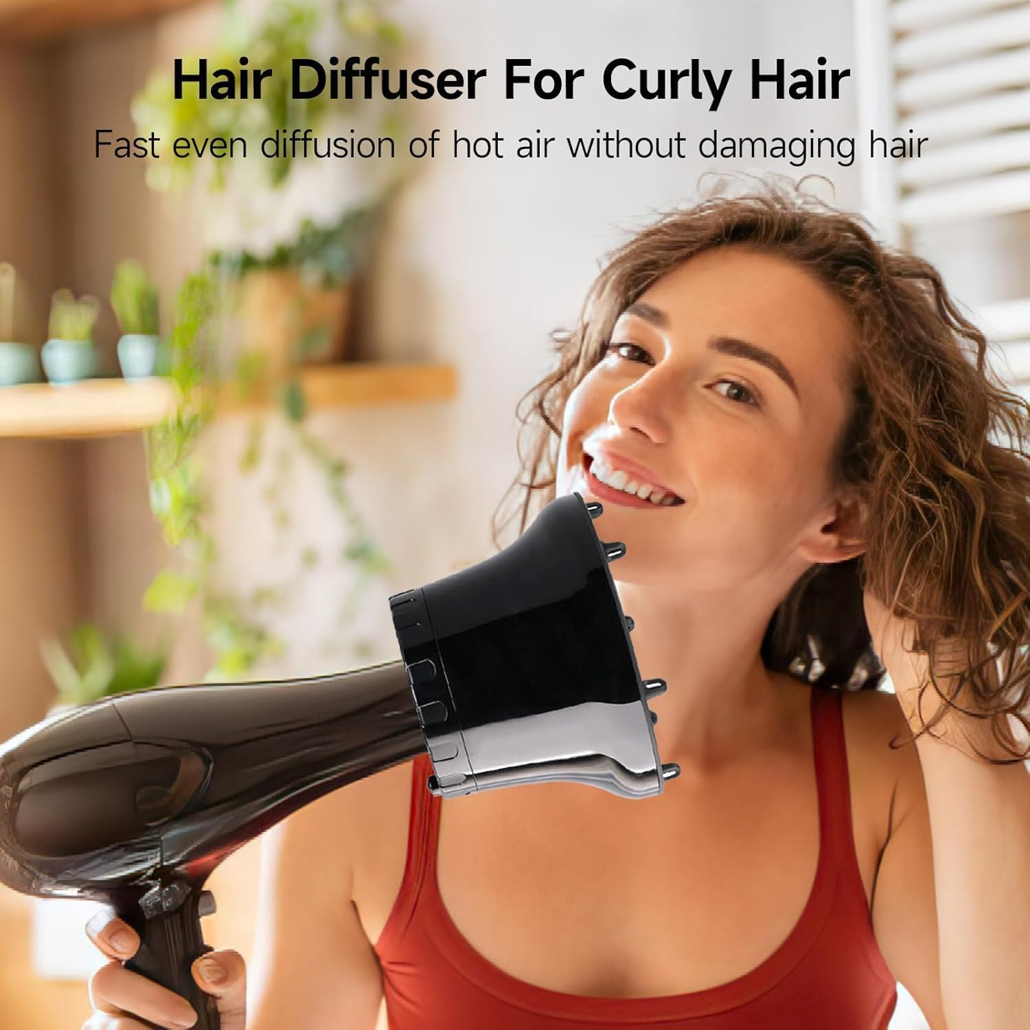 Universal Curly Hair Diffuser, Adaptable Hair Diffuser Attachment for Hair Salon Quality Hairstyling Tool Hair-Protective Frizz-Free Fast-Drying for Dryers with 1.65 to 3.15 Inches Nozzle image number 4